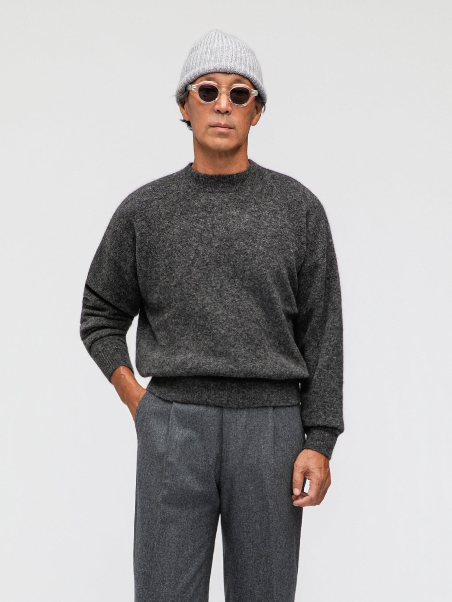 Charcoal Mohair Crewneck - Grand Le Mar