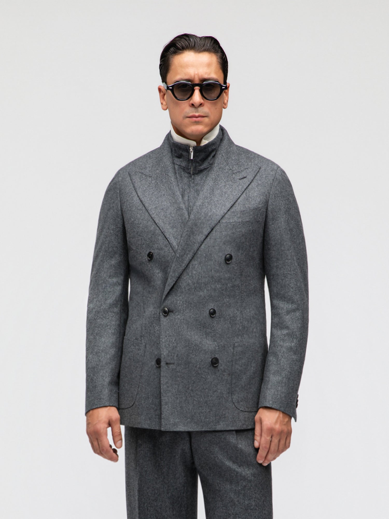 Mid Grey Flannel Wool Suit (DB) - Grand Le Mar