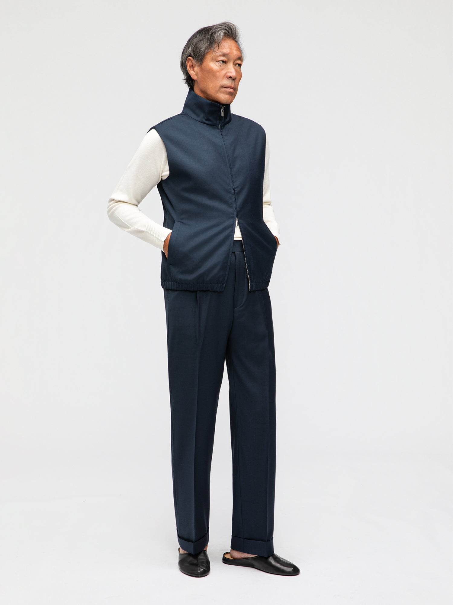 Navy Wool Vest - Grand Le Mar