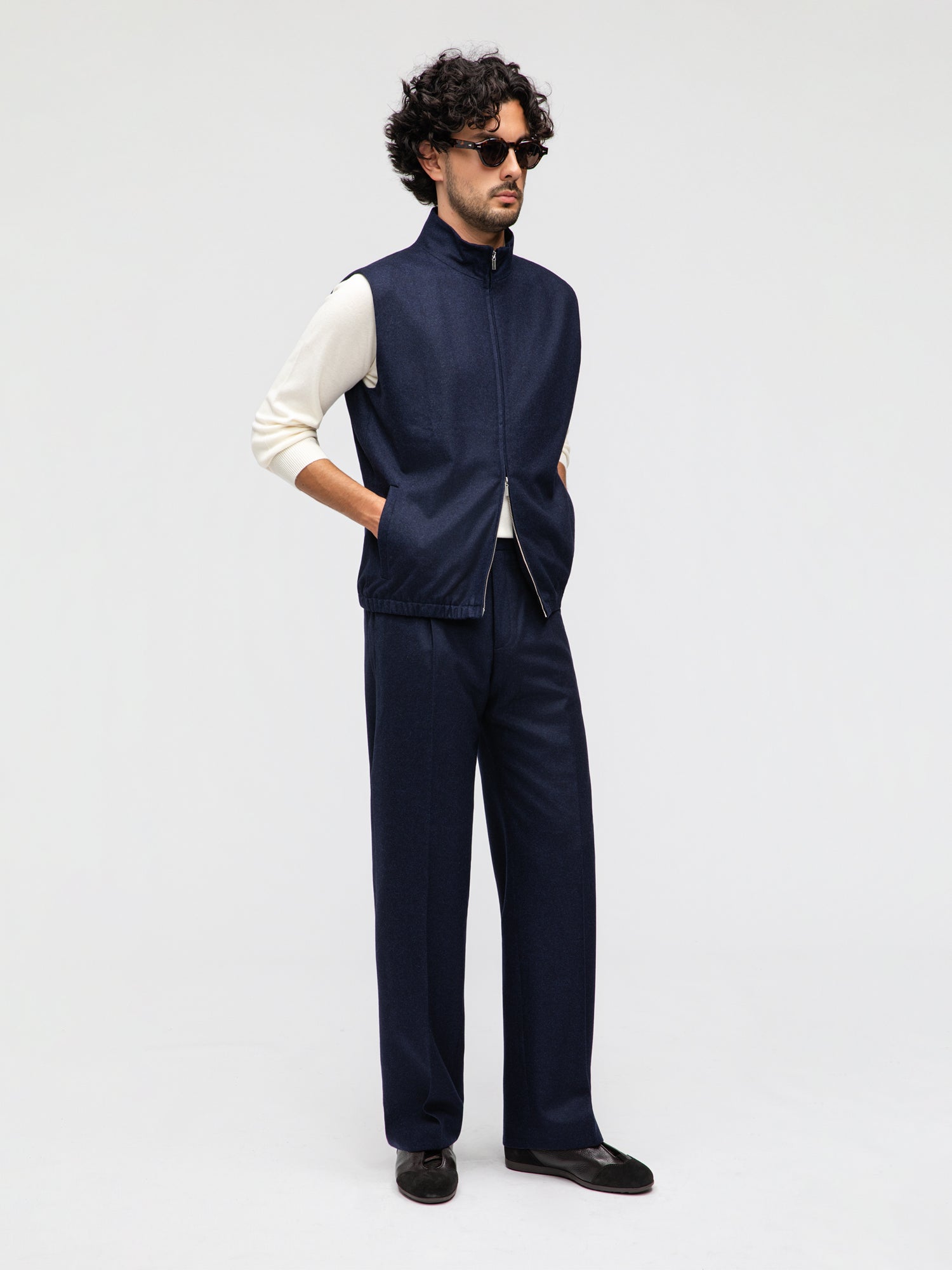 Navy Flannel Vest - Grand Le Mar