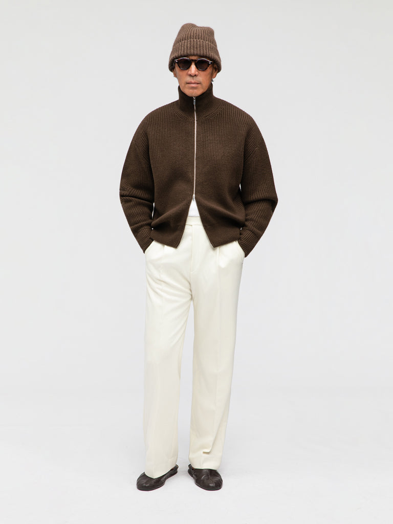 Grand Le Mar - Brown Wool Full Zip – Grand Lè Mar