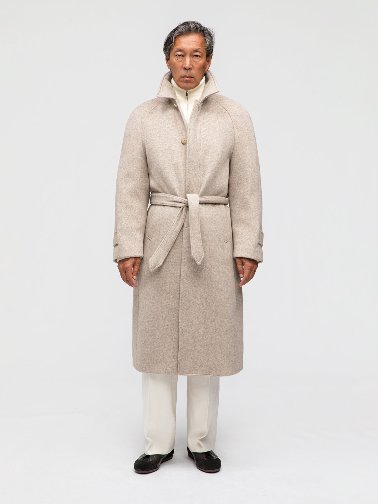 Oatmeal Wool Raglan Coat - Grand Le Mar