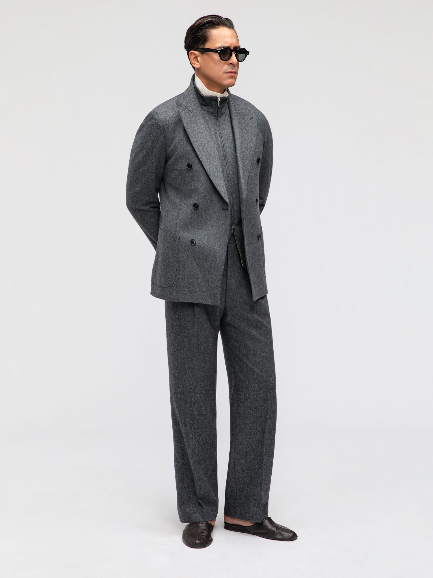 Mid Grey Flannel Wool Suit (DB) - Grand Le Mar