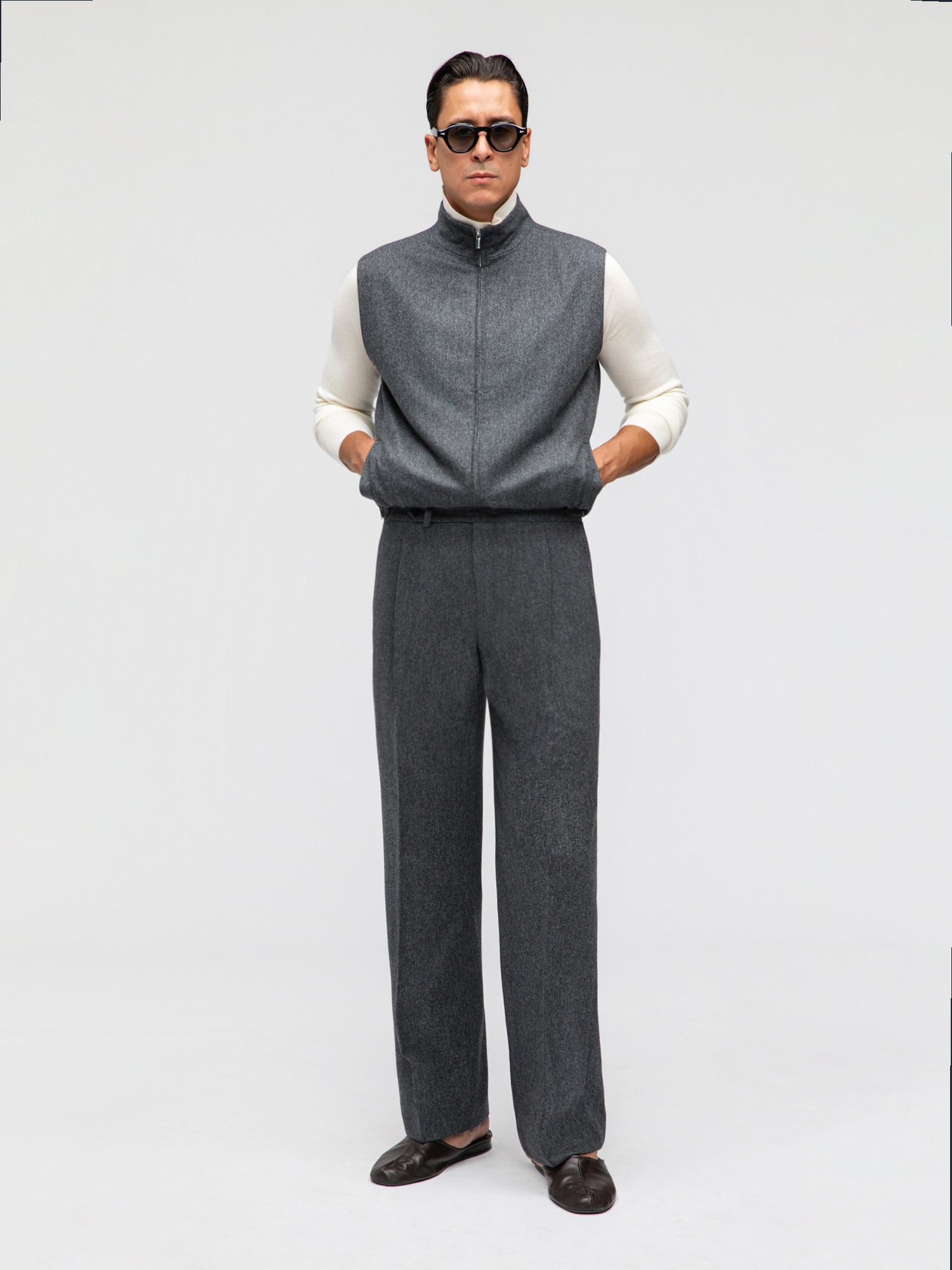 Mid Grey Flannel Wool Suit (DB) - Grand Le Mar