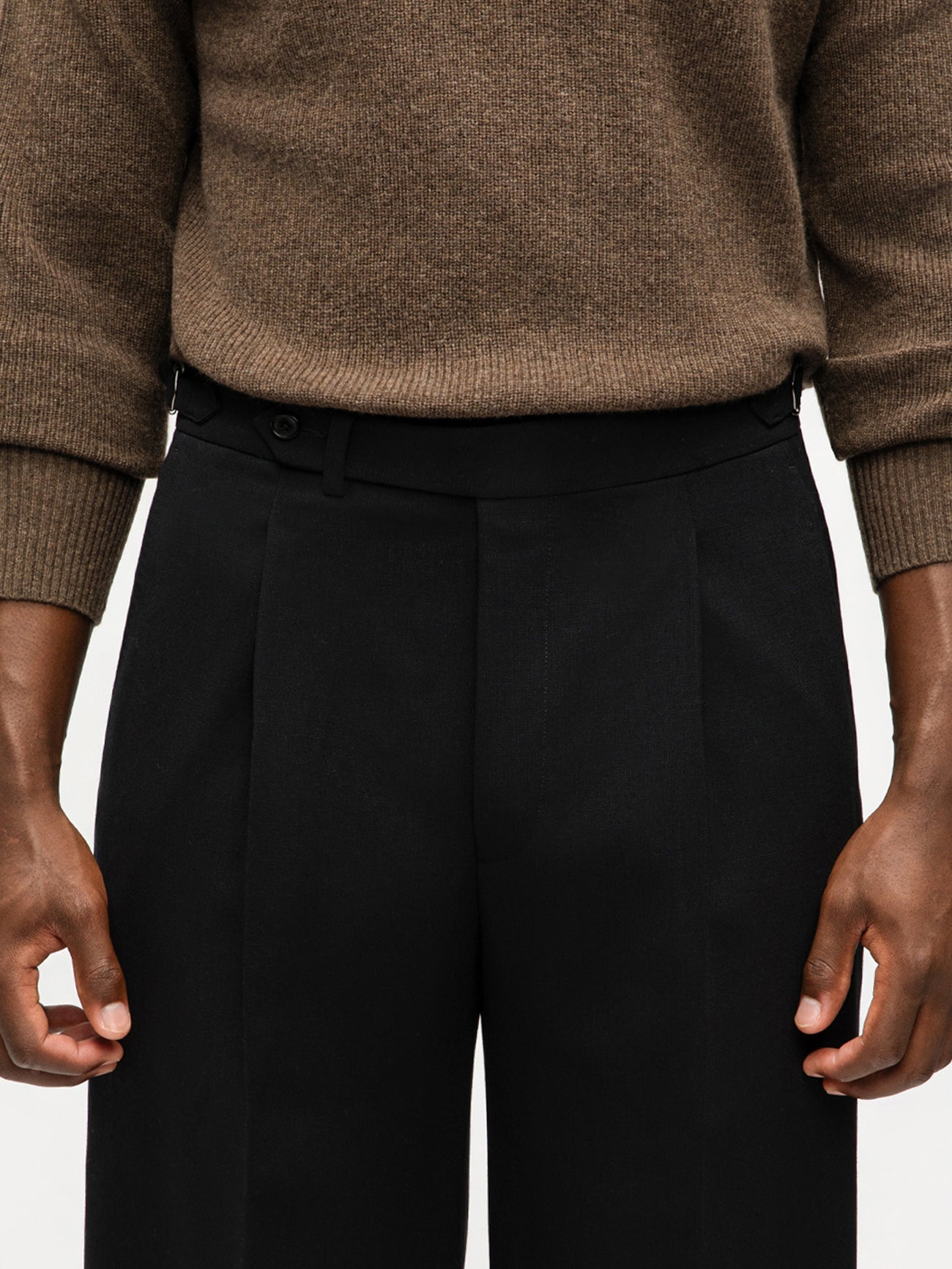 Black Heavyweight High Twist Trousers (Extra Wide Fit) - Grand Le Mar