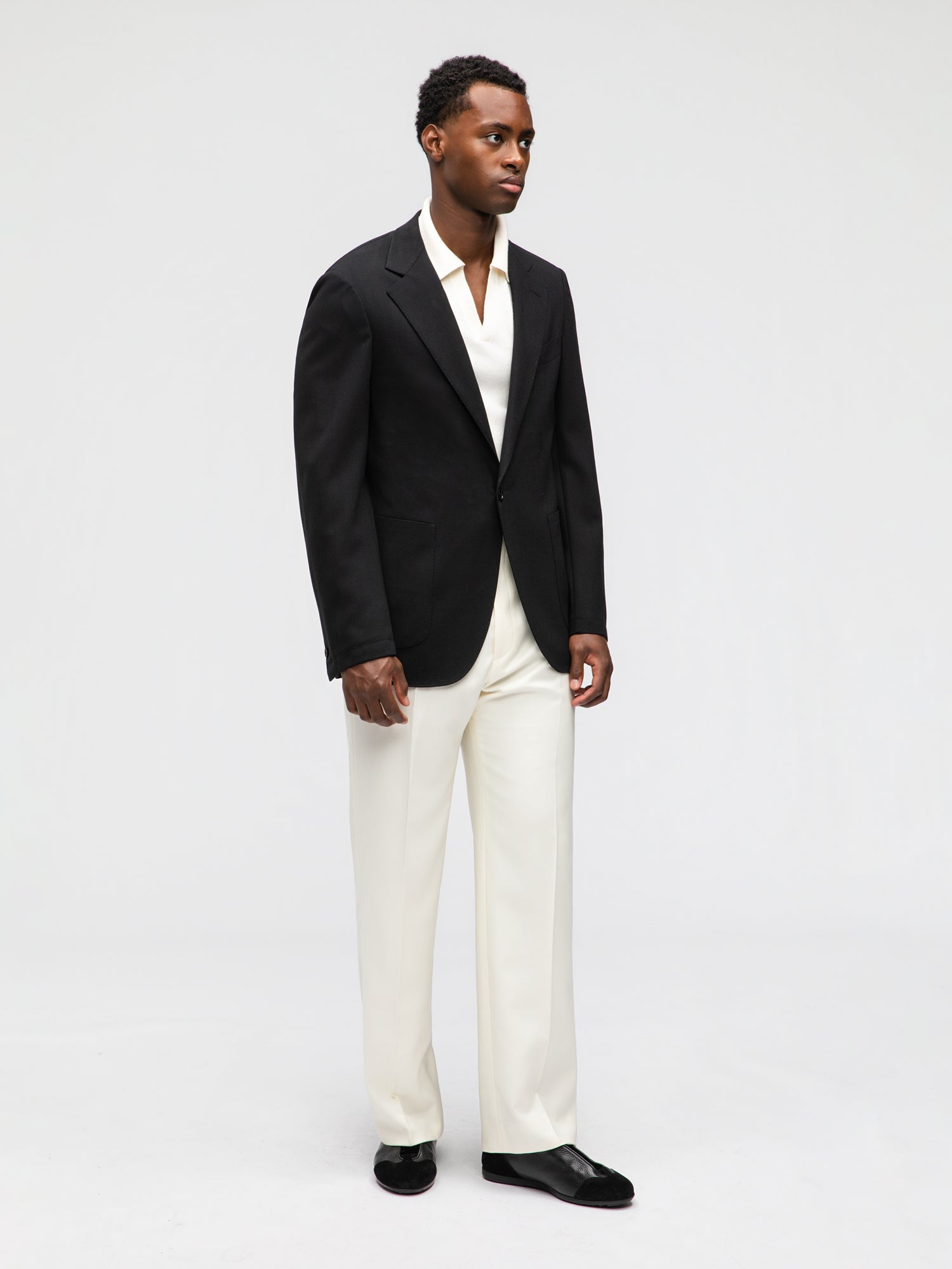 Black Heavyweight High Twist Jacket (Casual Fit) - Grand Le Mar