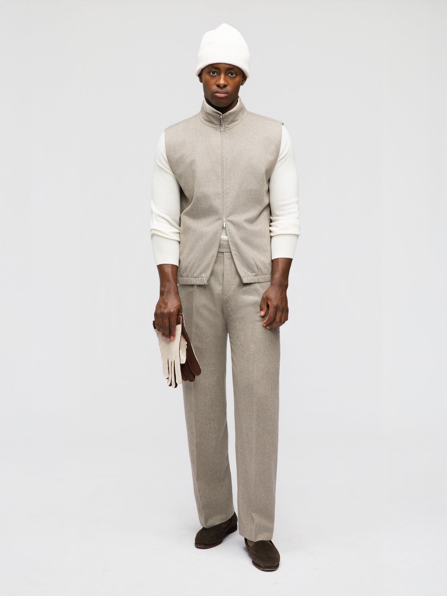 Taupe Flannel Vest - Grand Le Mar