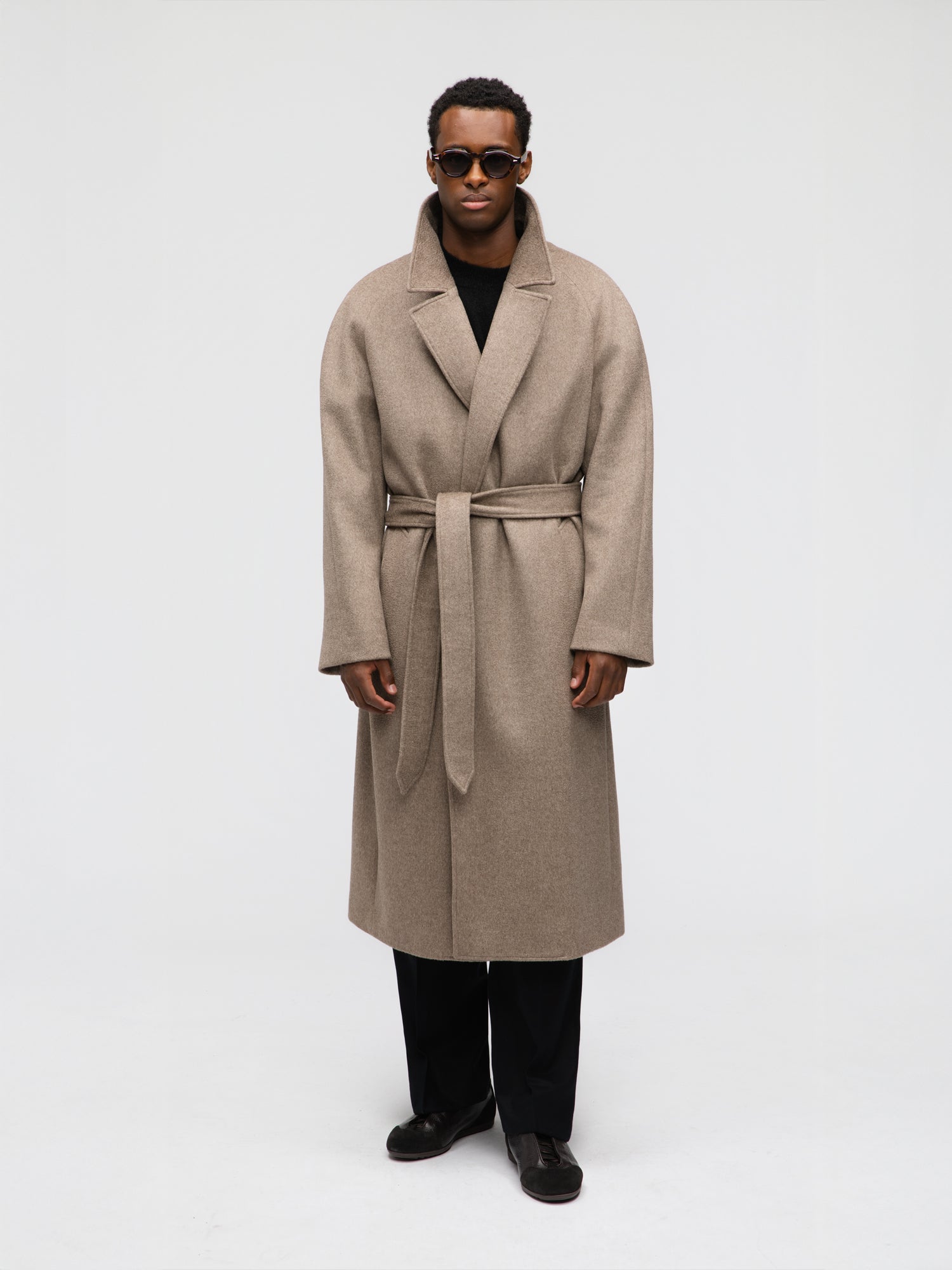 Taupe Yak Raglan Coat (DB) - Grand Le Mar