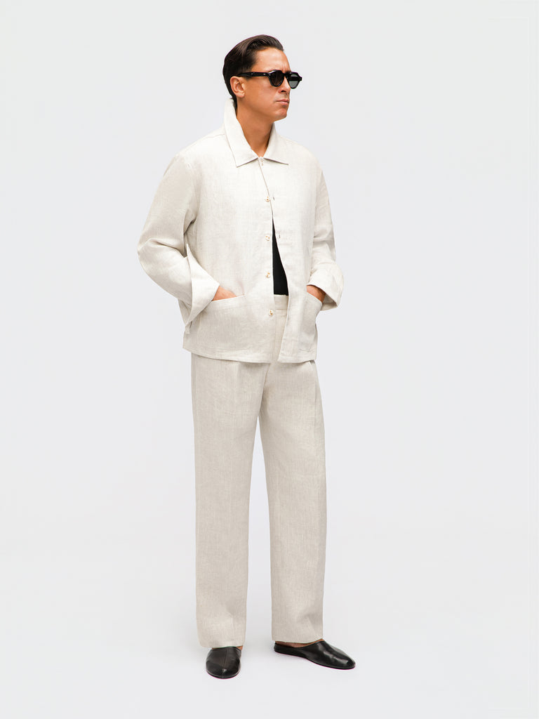 Grand Le Mar - Beige Linen Shirt Jacket – Grand Lè Mar
