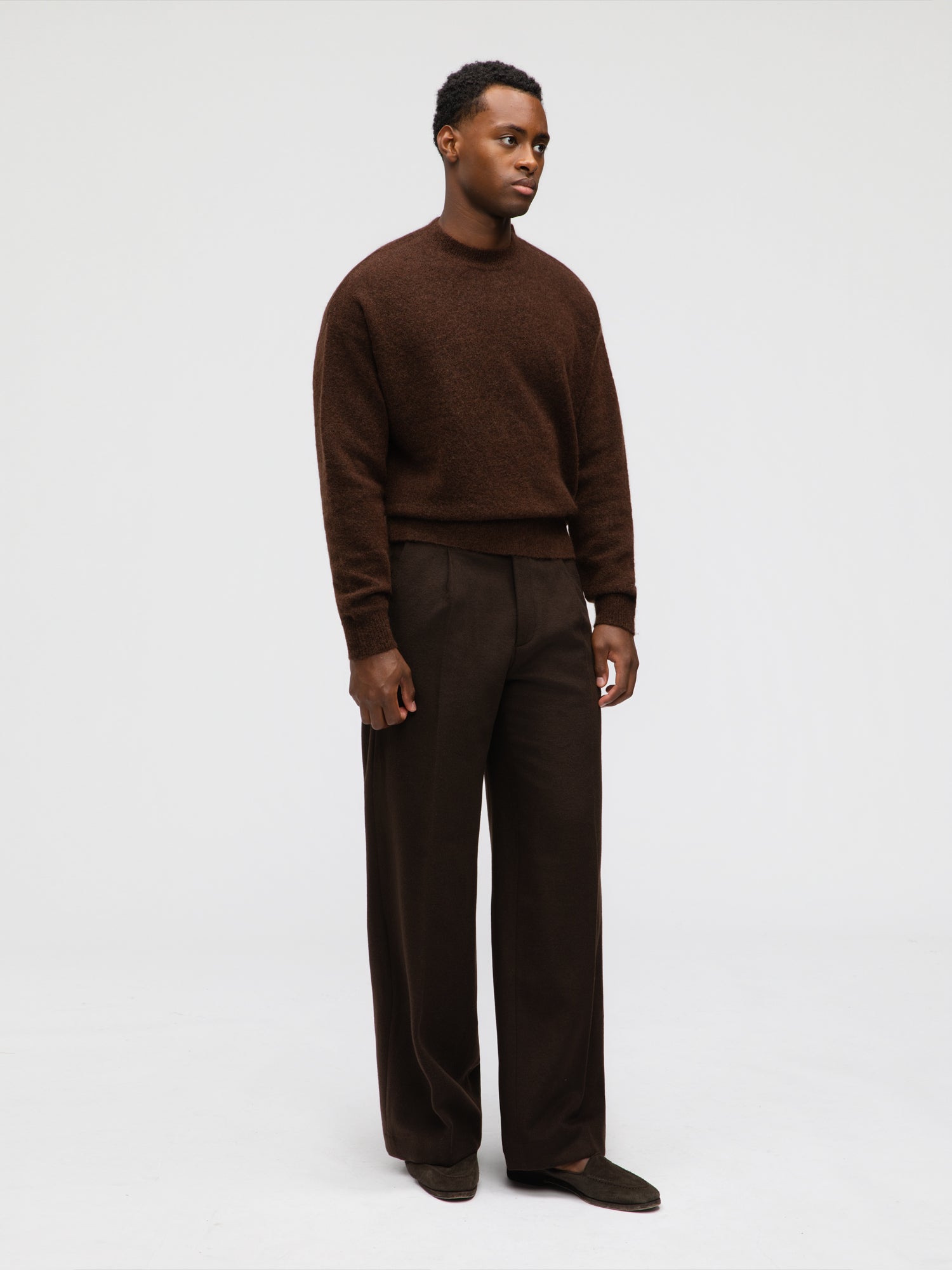 Brown Mohair Crewneck - Grand Le Mar