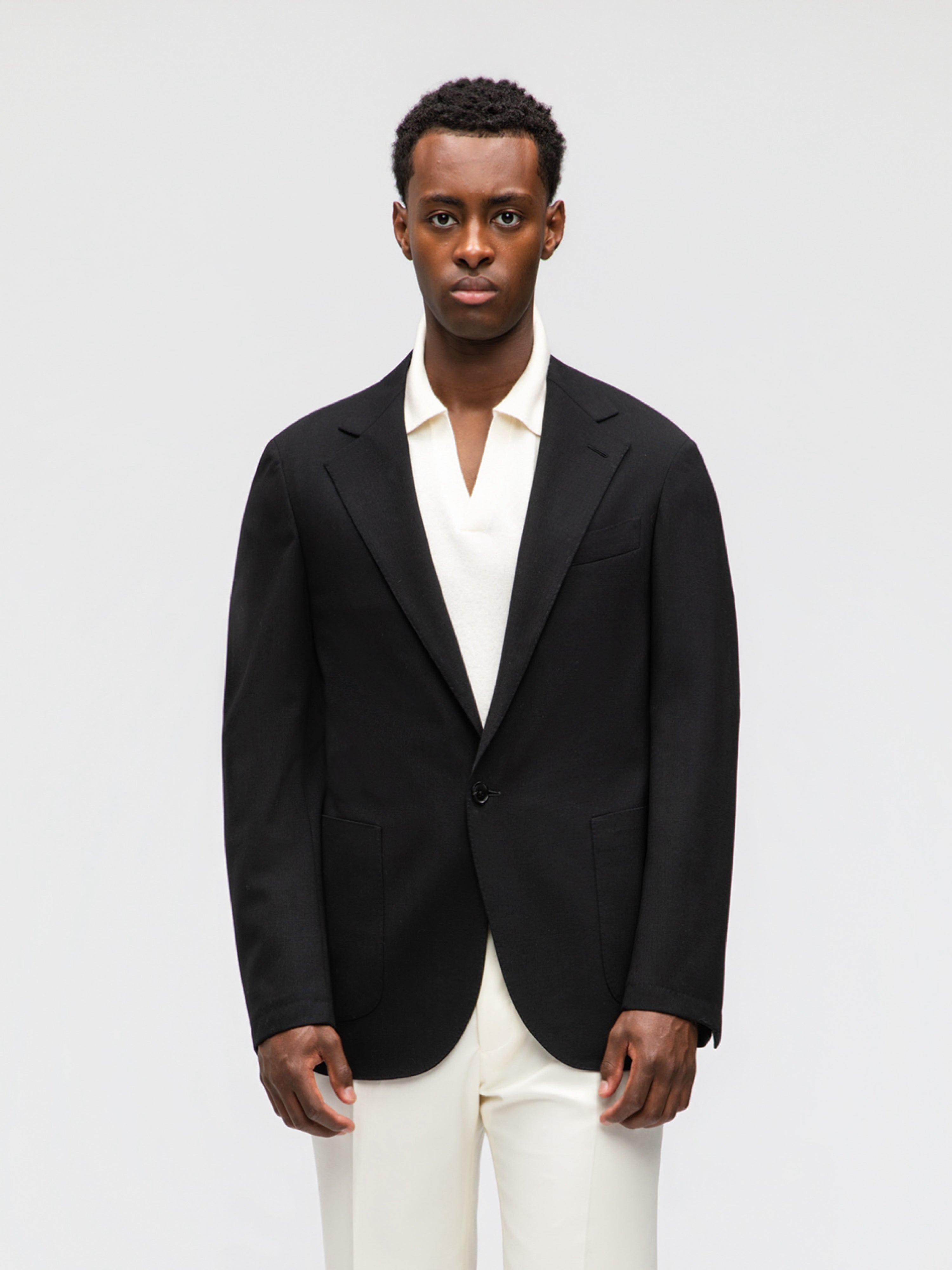 Black Heavyweight High Twist Jacket (Casual Fit) - Grand Le Mar