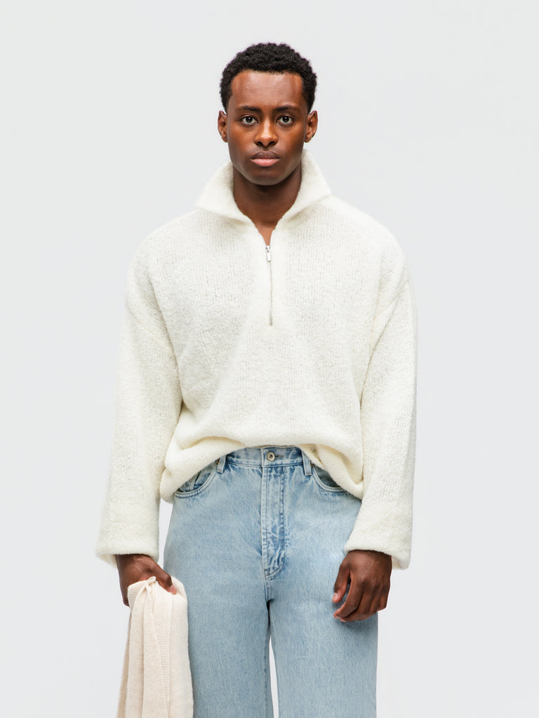 【限定セール】ELCHELE FRENCHTERRYLACE HALFPANTS Grand Le Mar | Cream Bouclé Half Zip – Grand Lè Mar