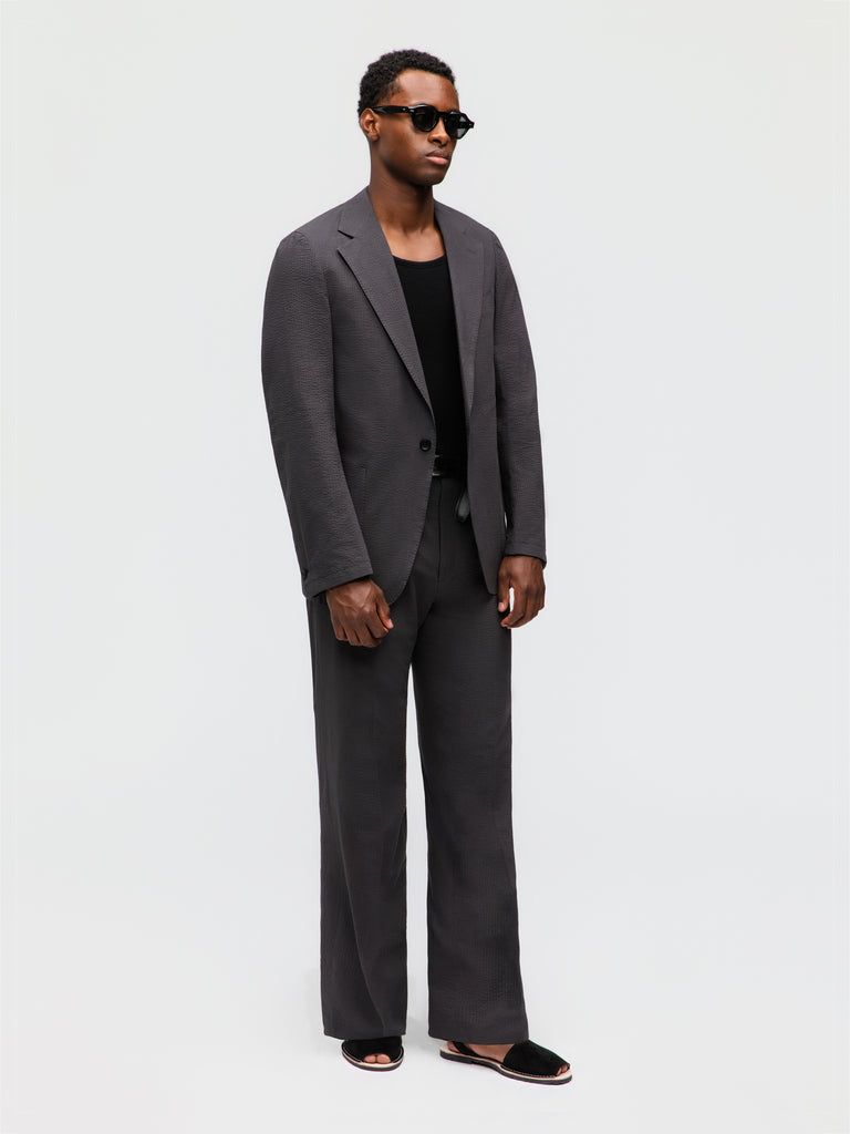 Grand Le Mar | Dark Grey Seersucker Jacket (Casual Fit) – Grand Lè Mar