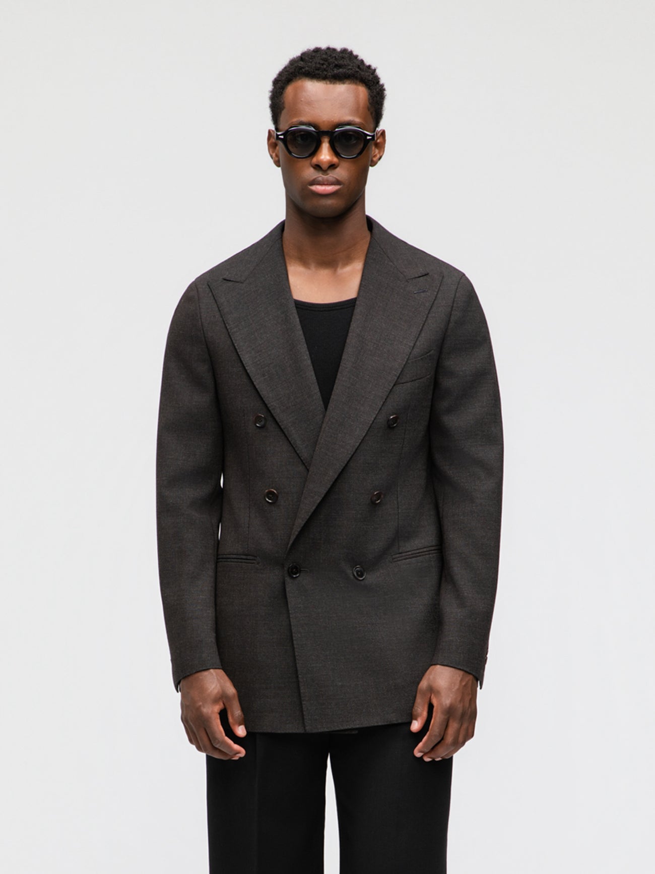 Dark Brown Heavyweight High Twist Jacket - Grand Le Mar