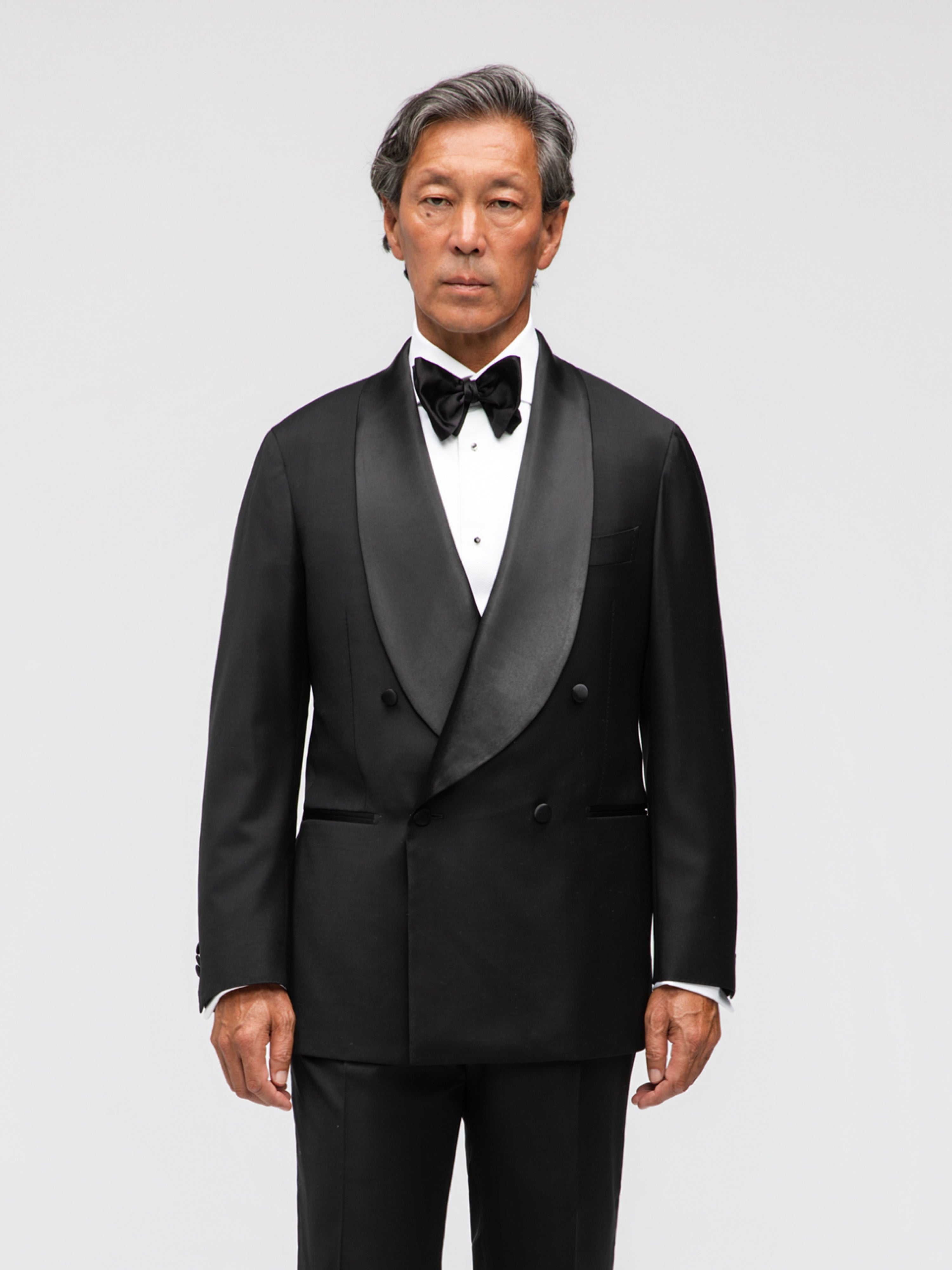 Black Wool Tuxedo Jacket (DB Shawl) - Grand Le Mar