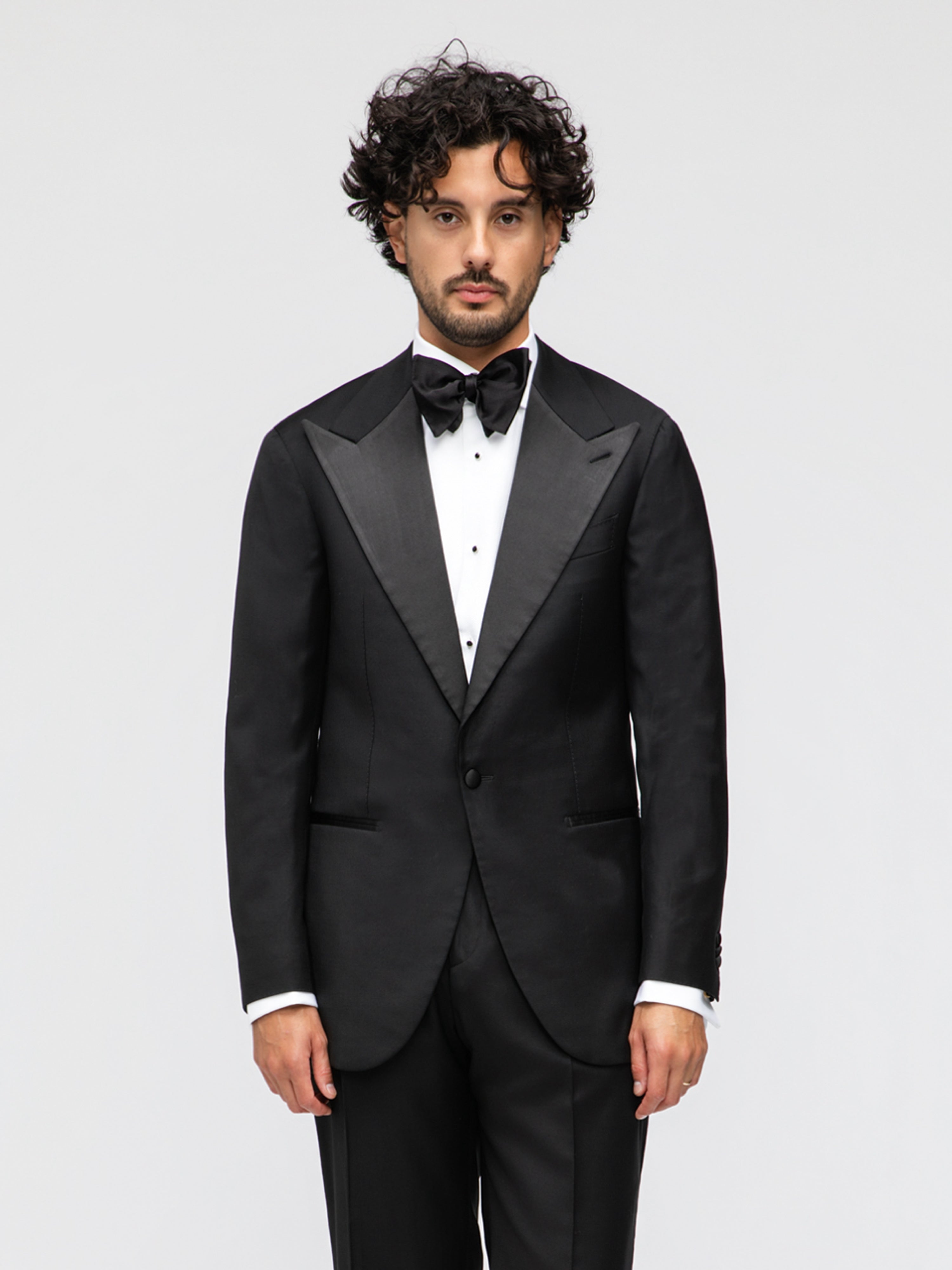 Black Wool Tuxedo Jacket (SB) - Grand Le Mar