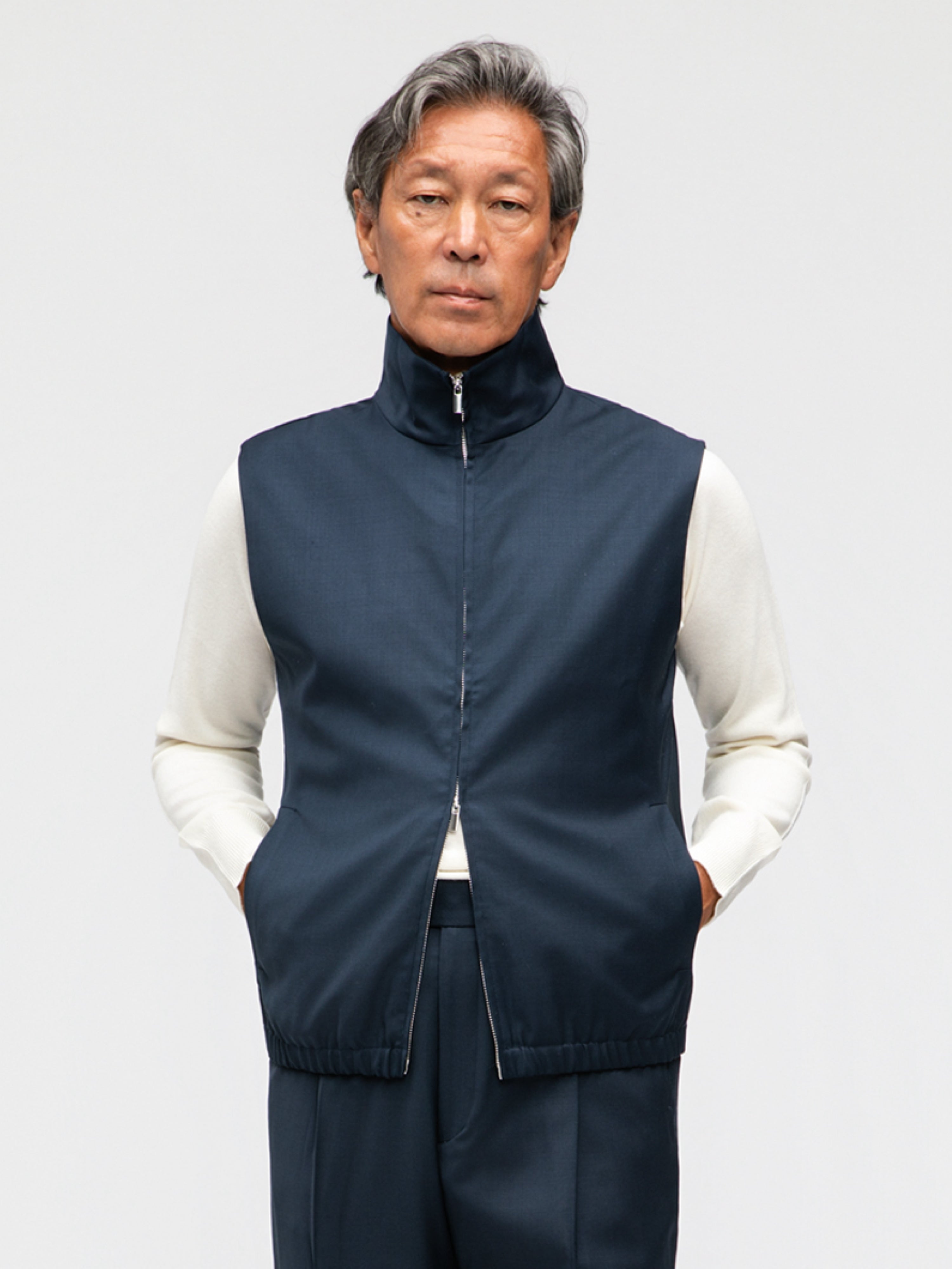 Navy Wool Vest - Grand Le Mar