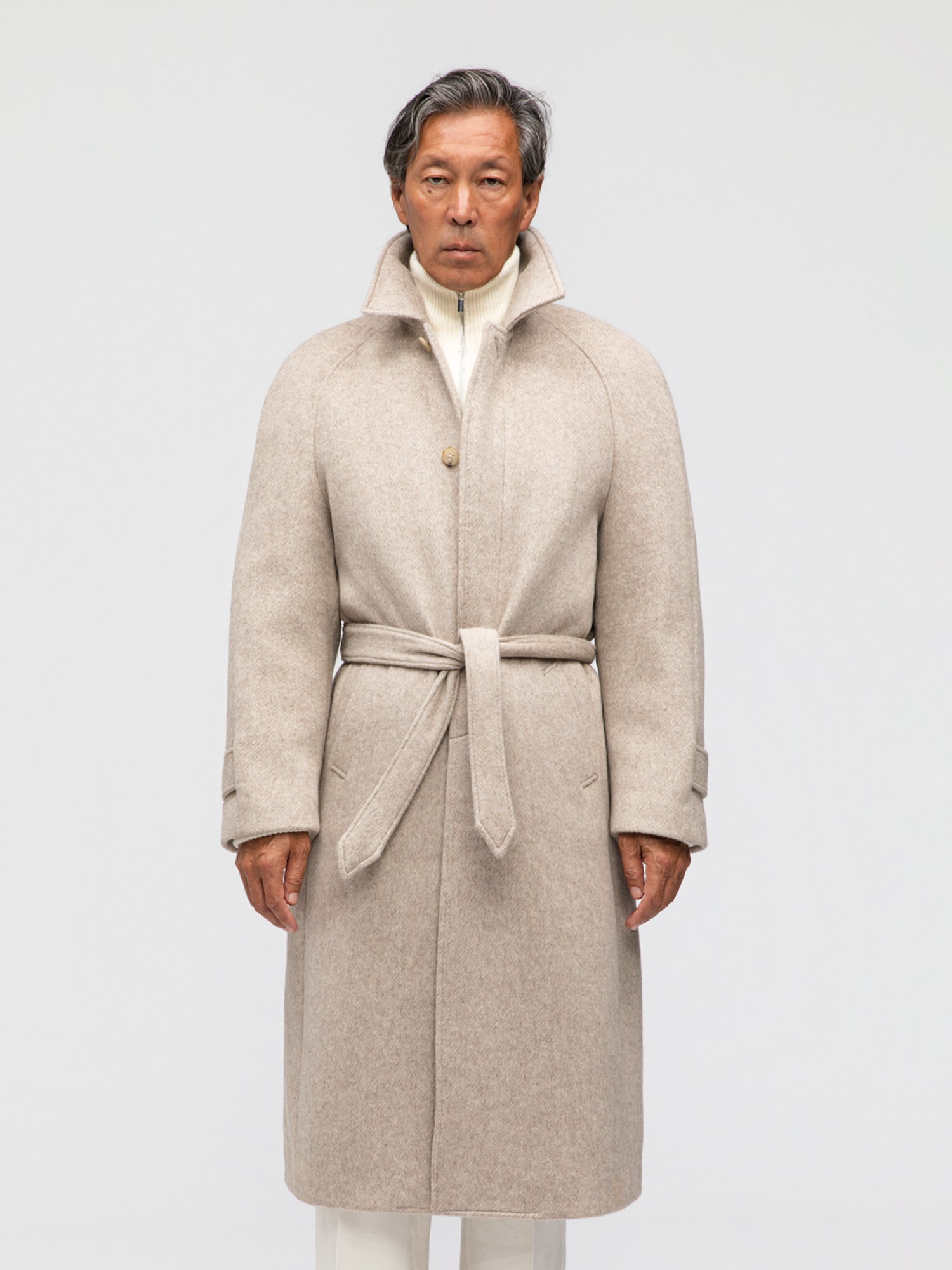 Oatmeal Wool Raglan Coat - Grand Le Mar