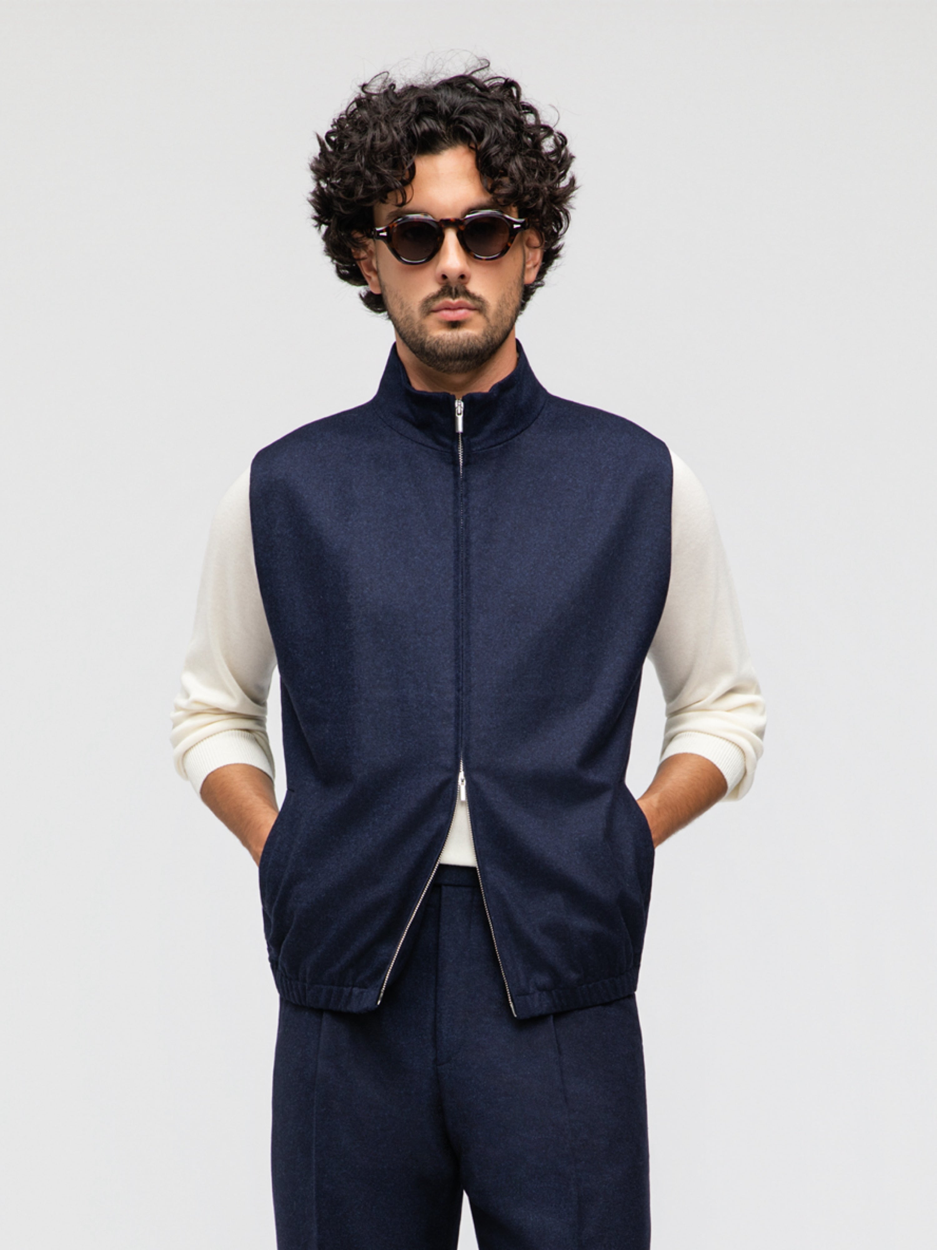 Navy Flannel Vest - Grand Le Mar