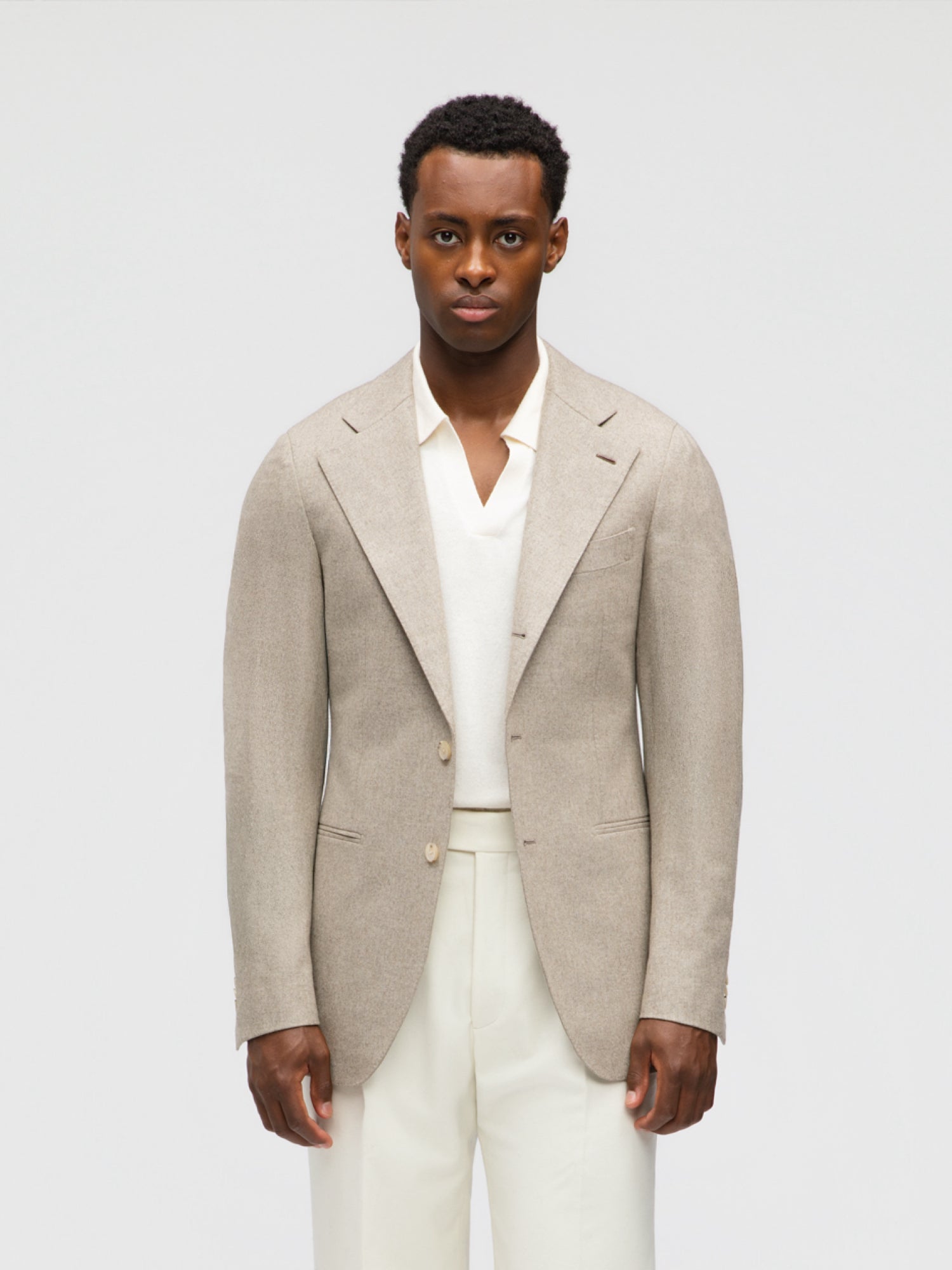 Taupe Flannel Wool Jacket - Grand Le Mar