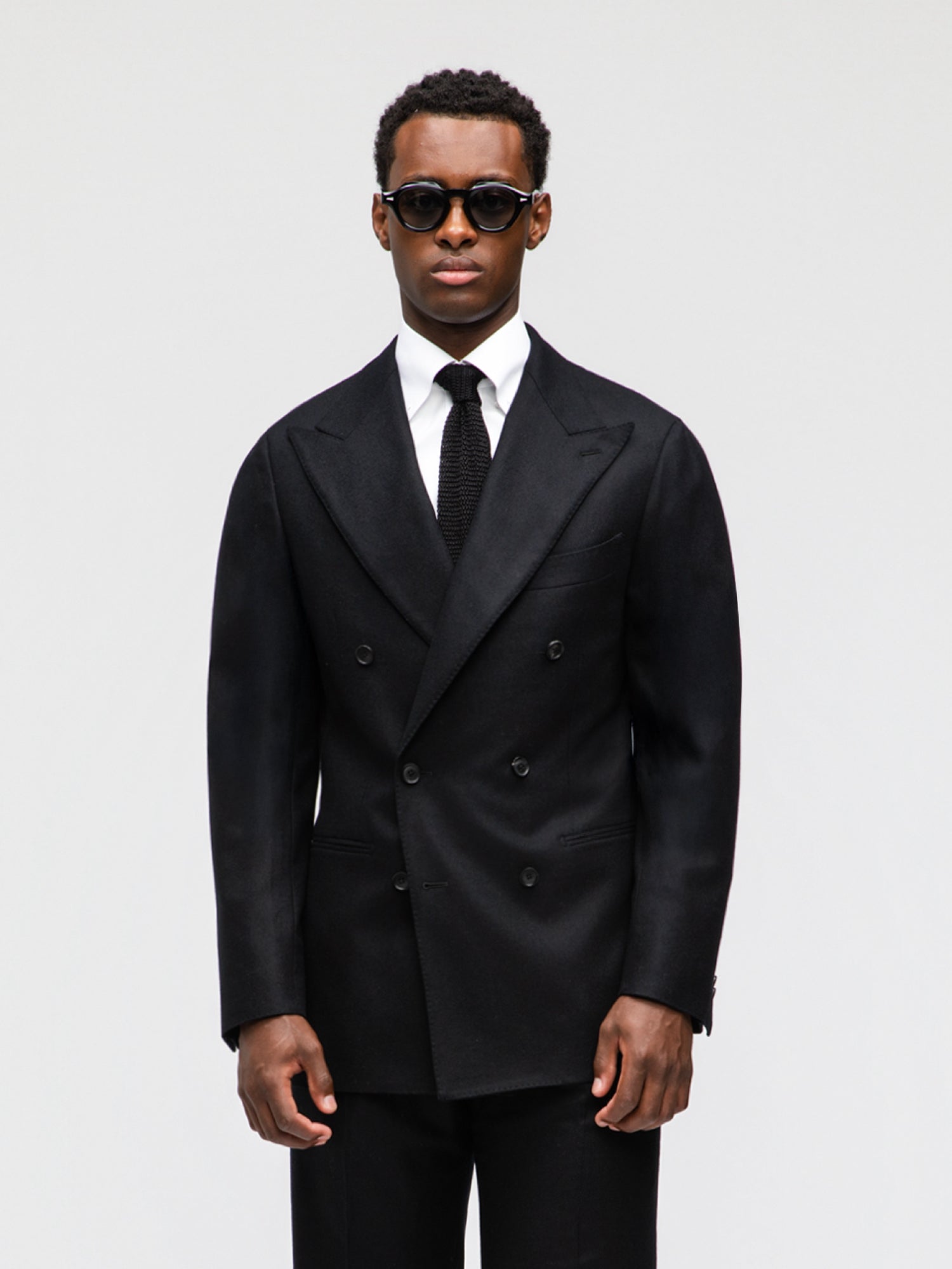 Black Flannel Wool Suit