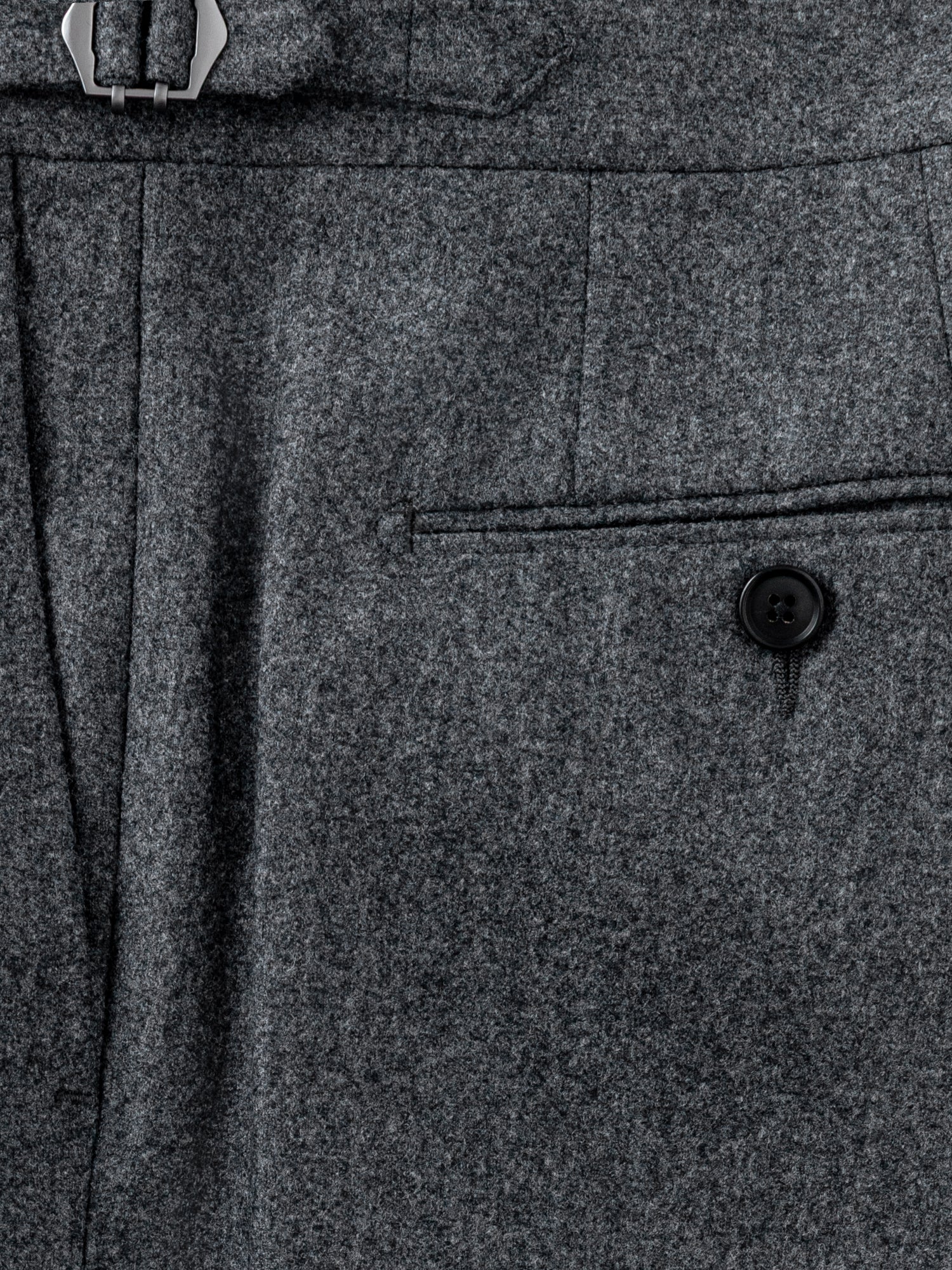 Mid Grey Flannel Wool Trousers (Straight Fit) - Grand Le Mar