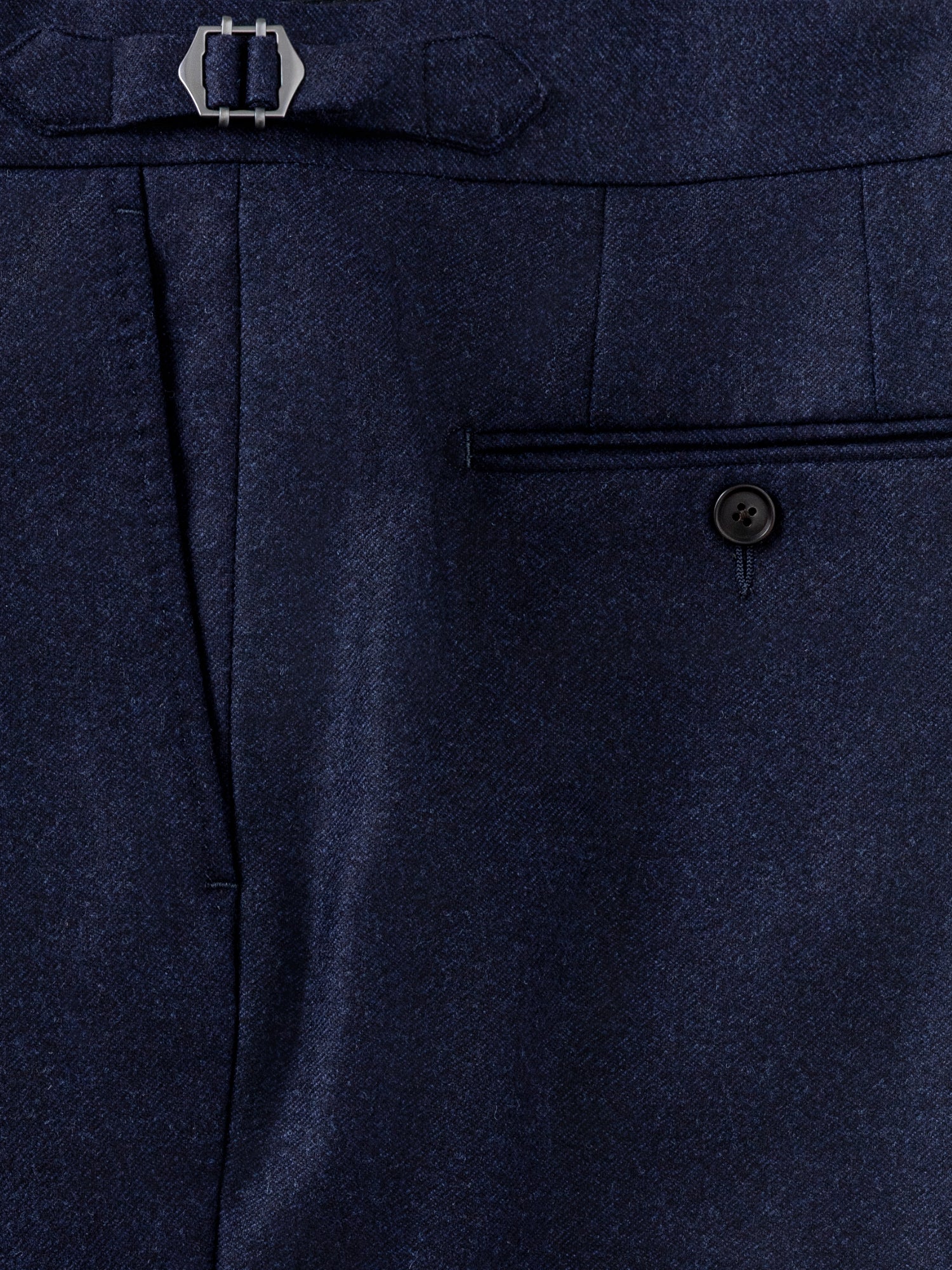 Navy Flannel Wool Trousers (Wide Fit) - Grand Le Mar