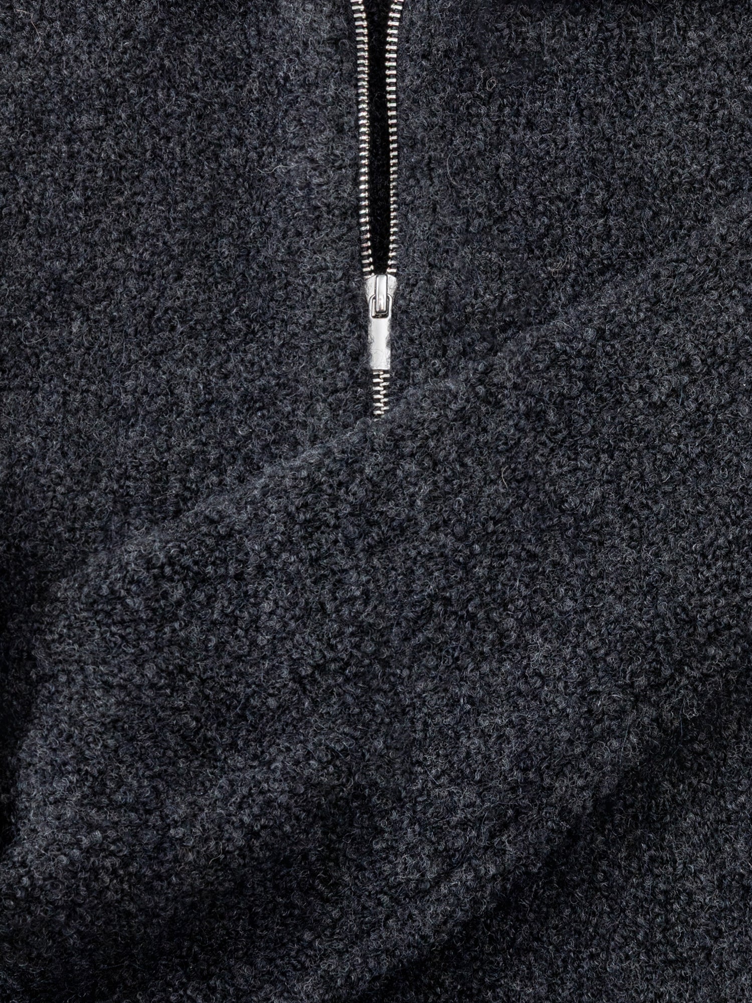 Charcoal Bouclé Half Zip - Grand Le Mar