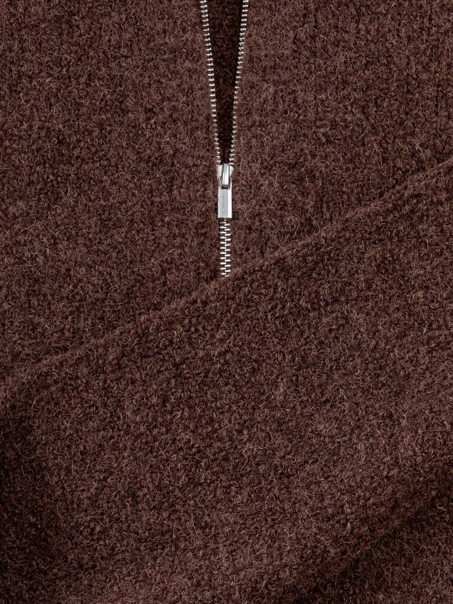 Brown Bouclé Half Zip - Grand Le Mar