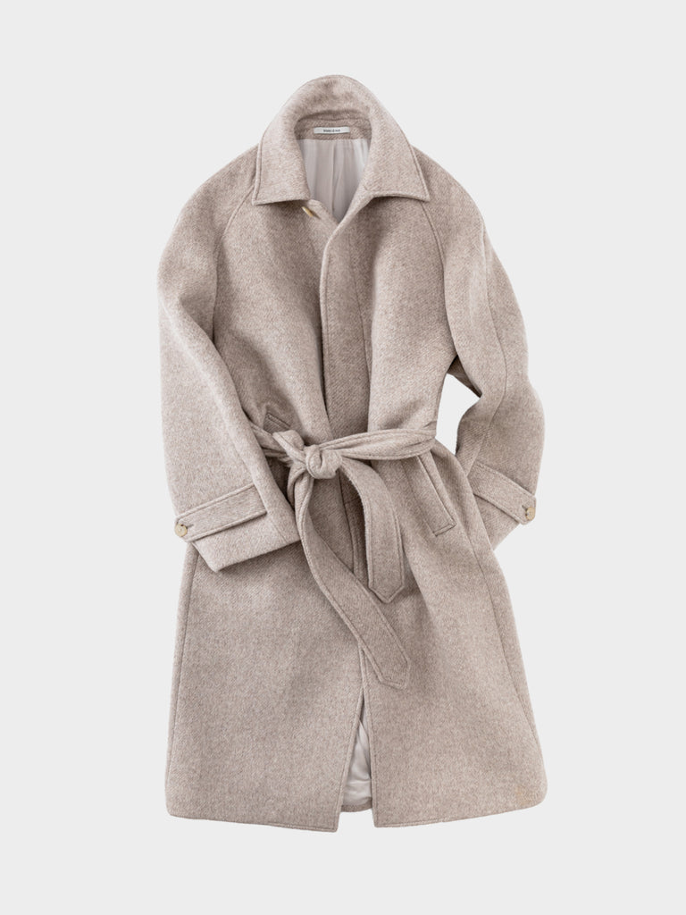 Grand Le Mar | Oatmeal Wool Raglan Coat Exceptional Elegance and