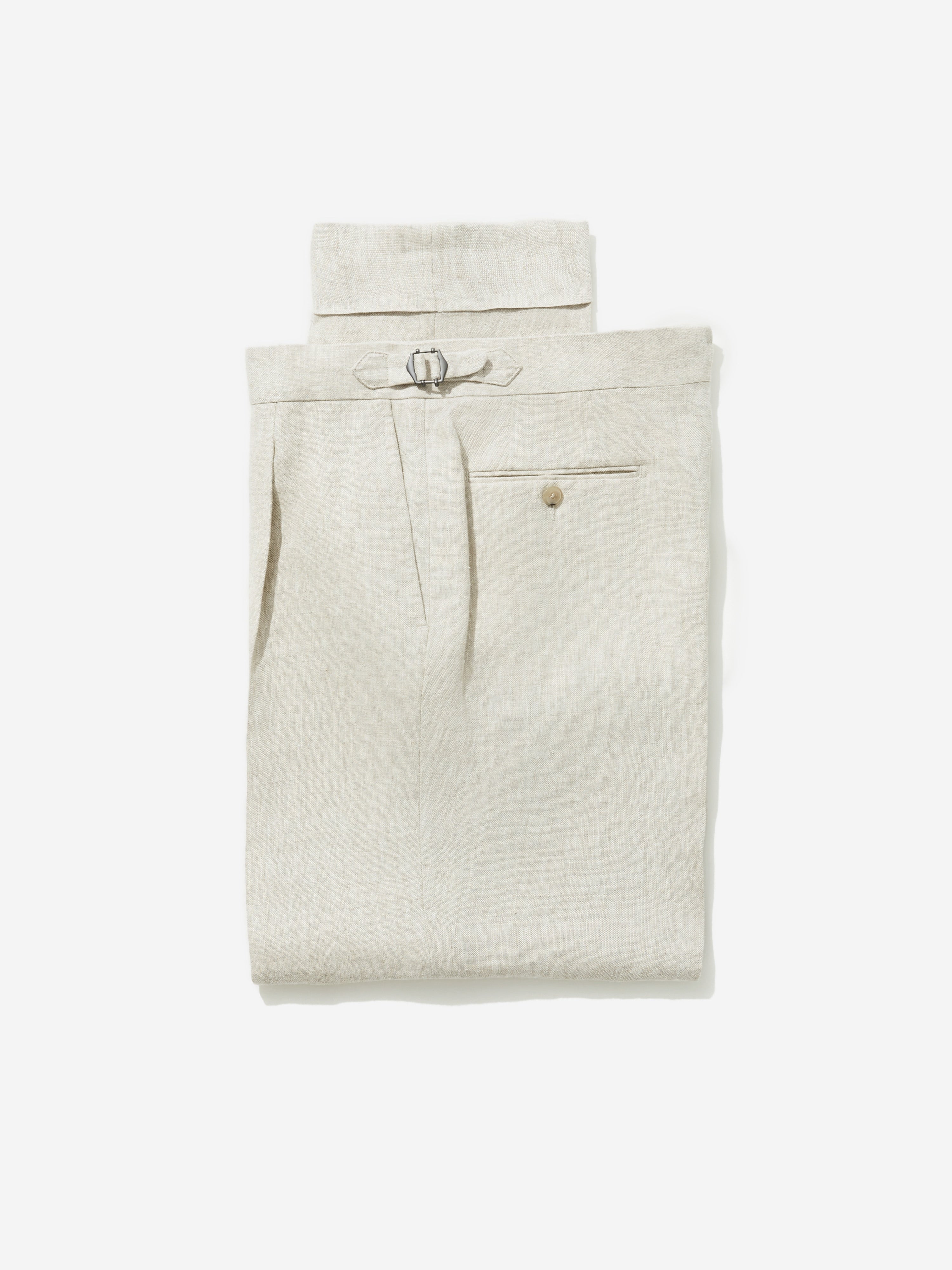 Beige Linen Trousers (Straight Fit) - Grand Le Mar