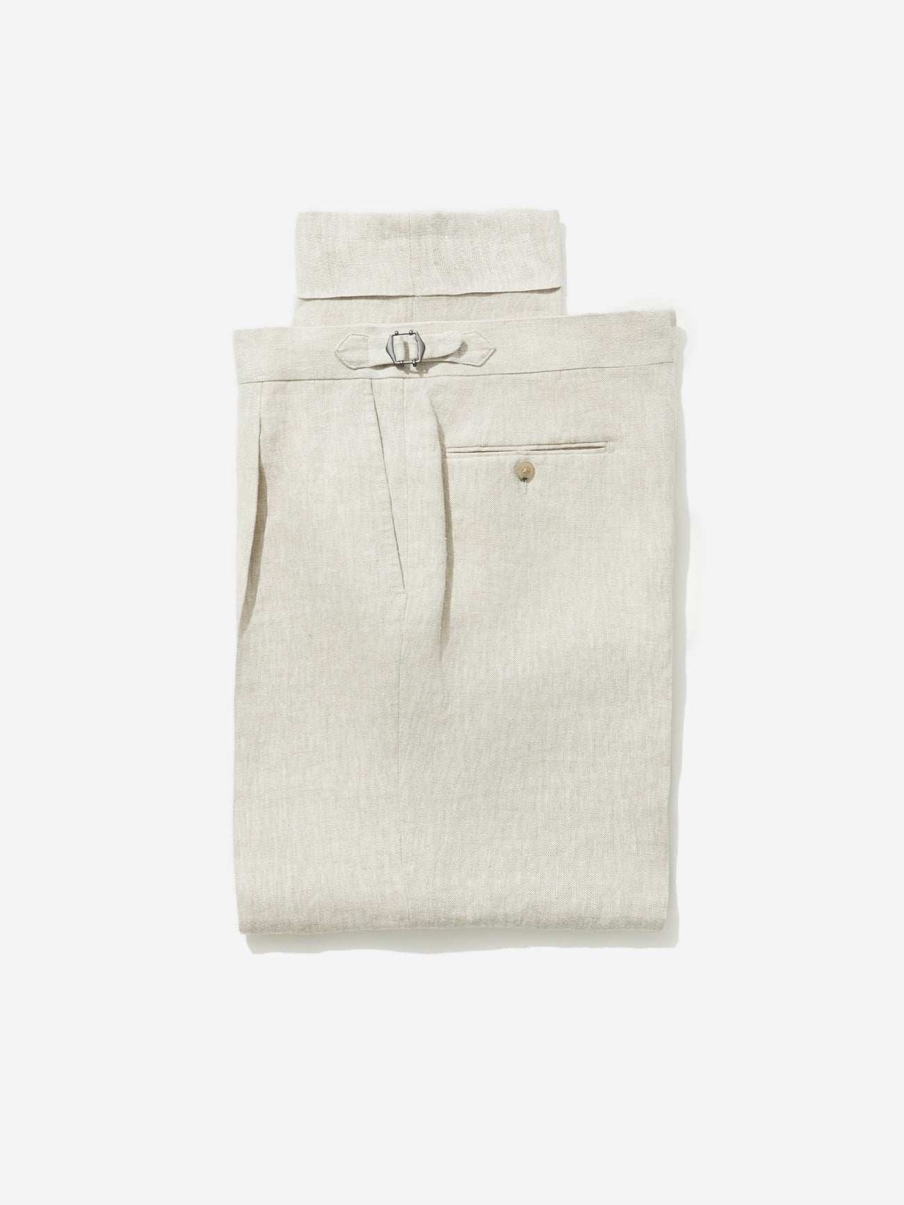 Beige Linen Trousers (Straight Fit) - Grand Le Mar