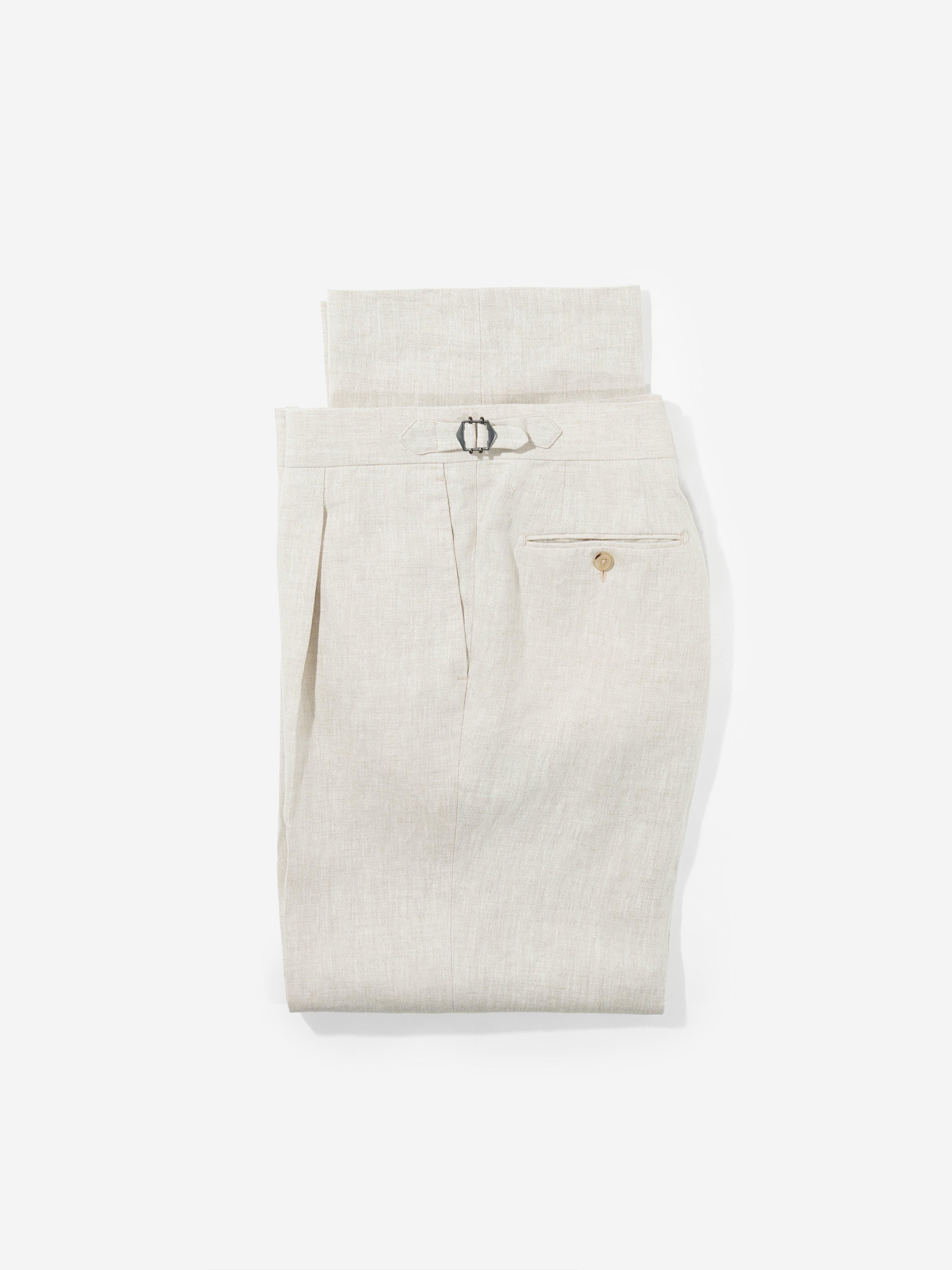 Beige Linen Trousers (Wide Fit) - Grand Le Mar