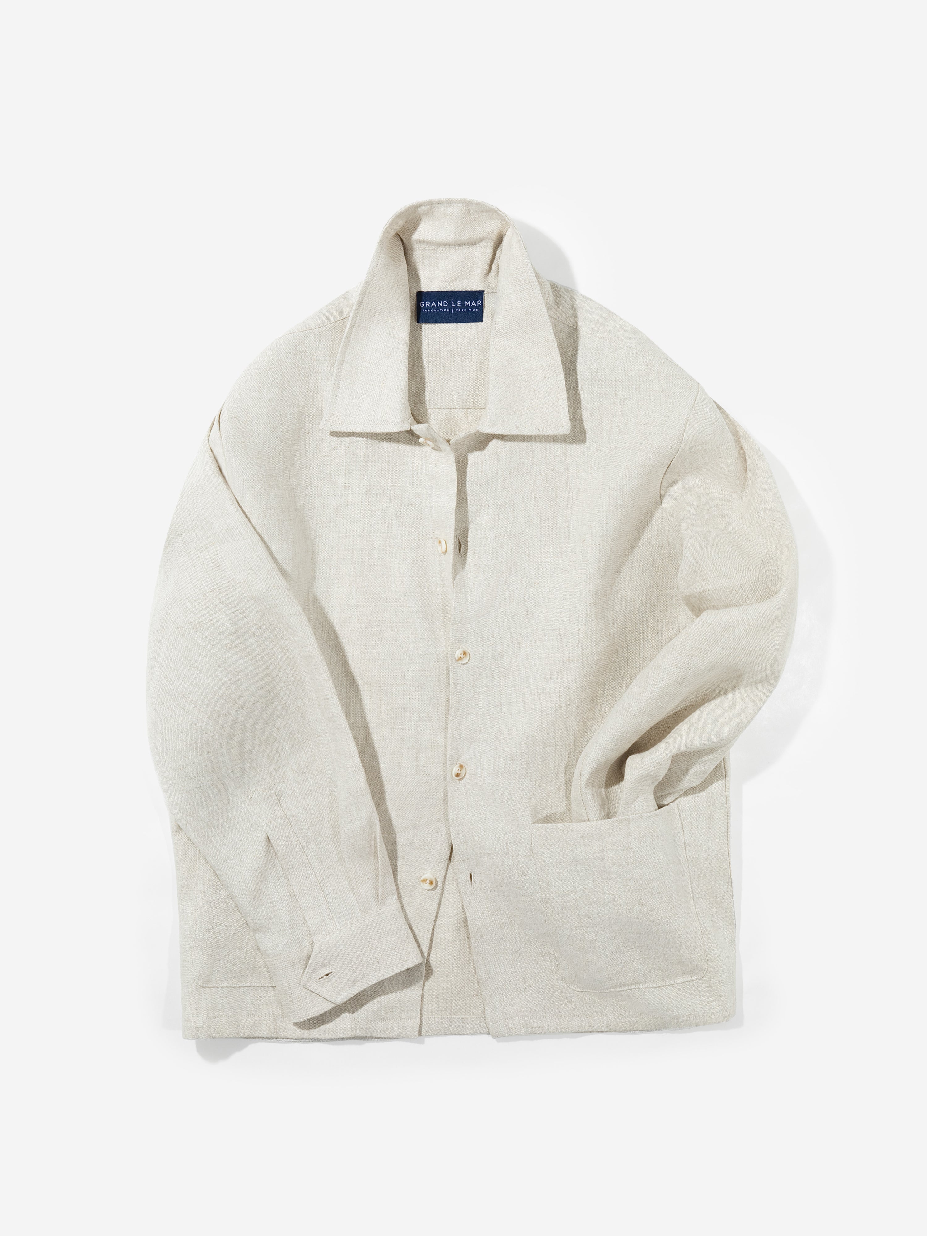 Beige Linen Shirt Jacket - Grand Le Mar