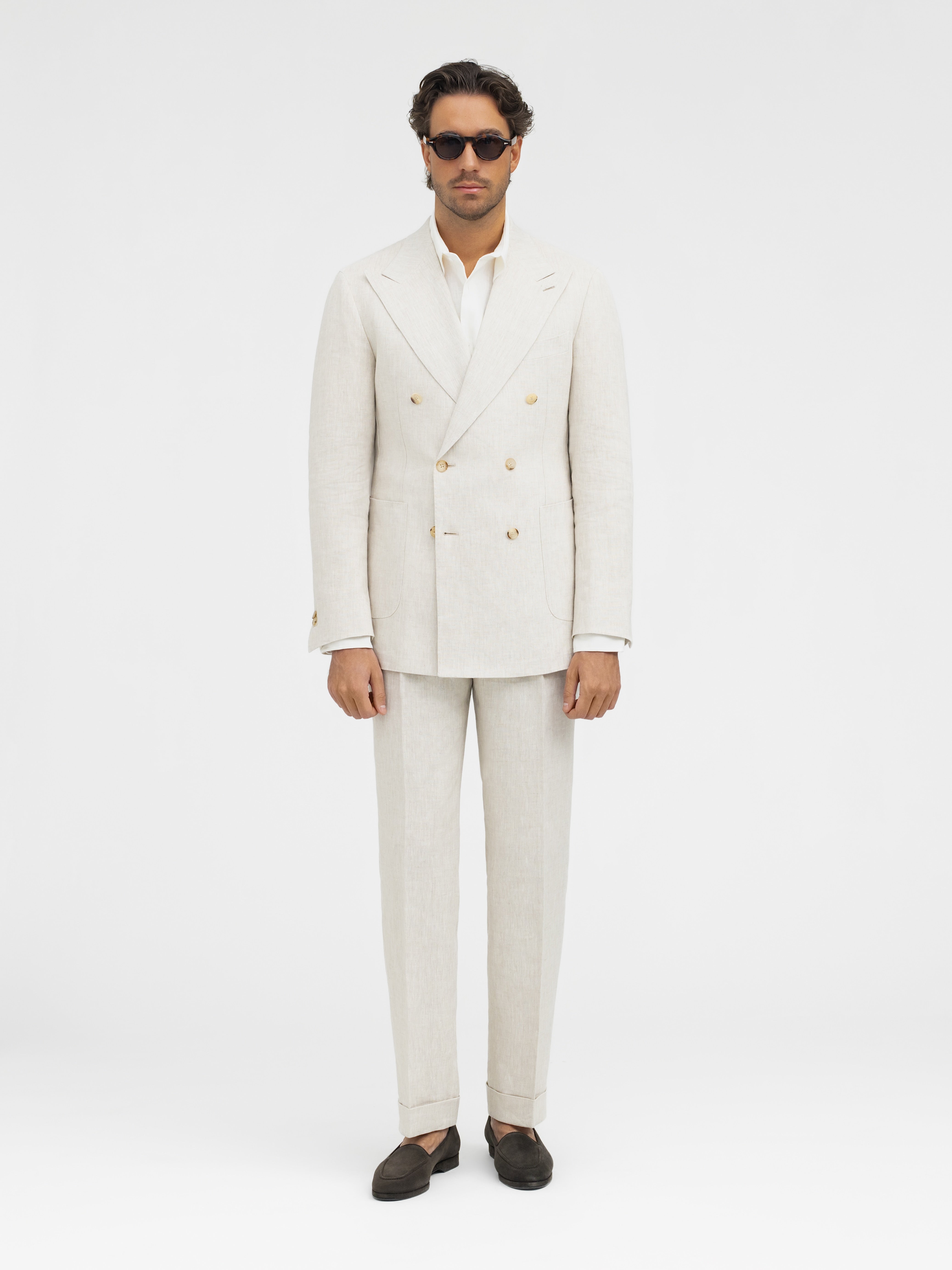 Beige Linen Suit (DB) - Grand Le Mar