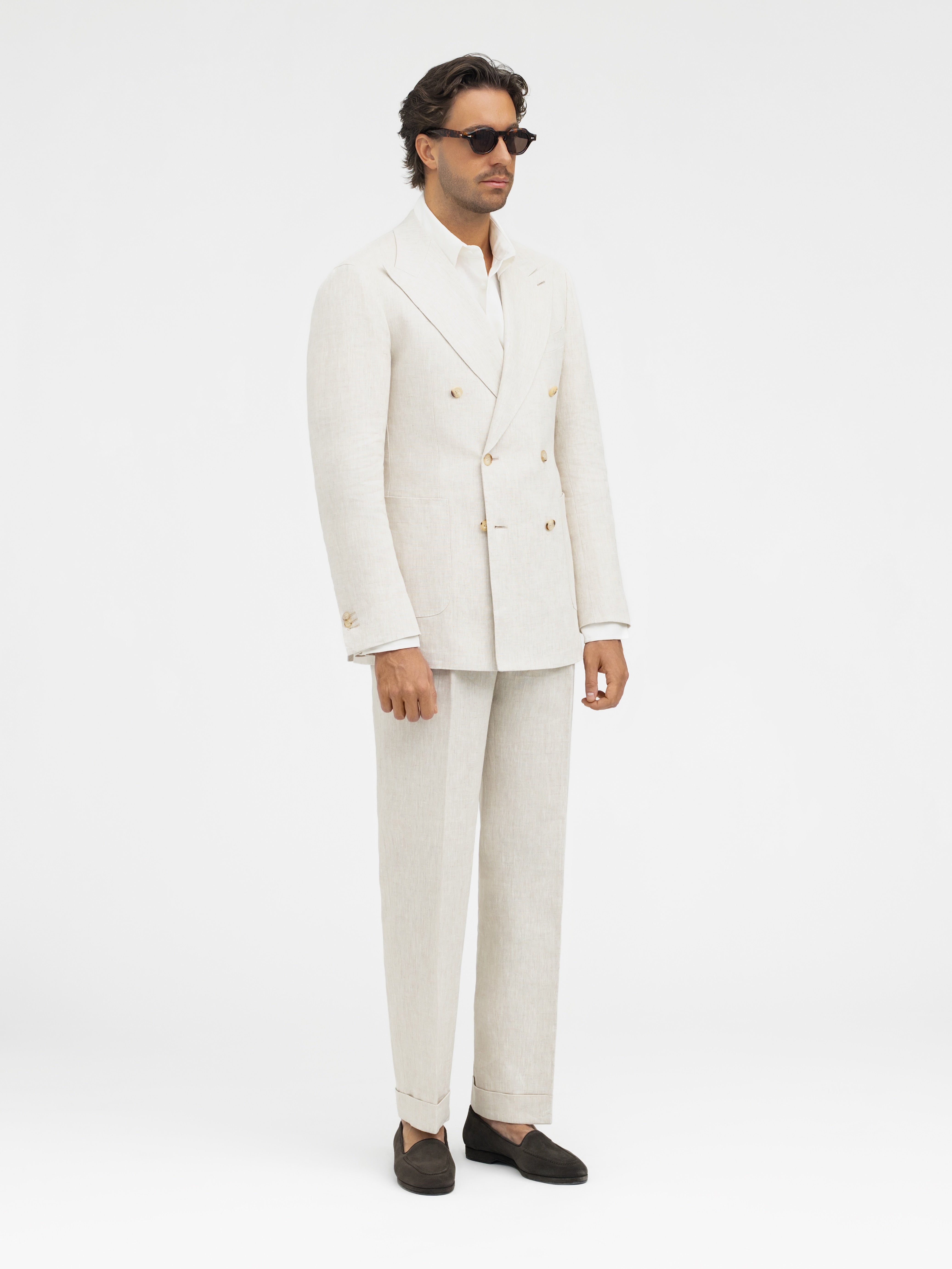 Beige Linen Suit (DB) - Grand Le Mar