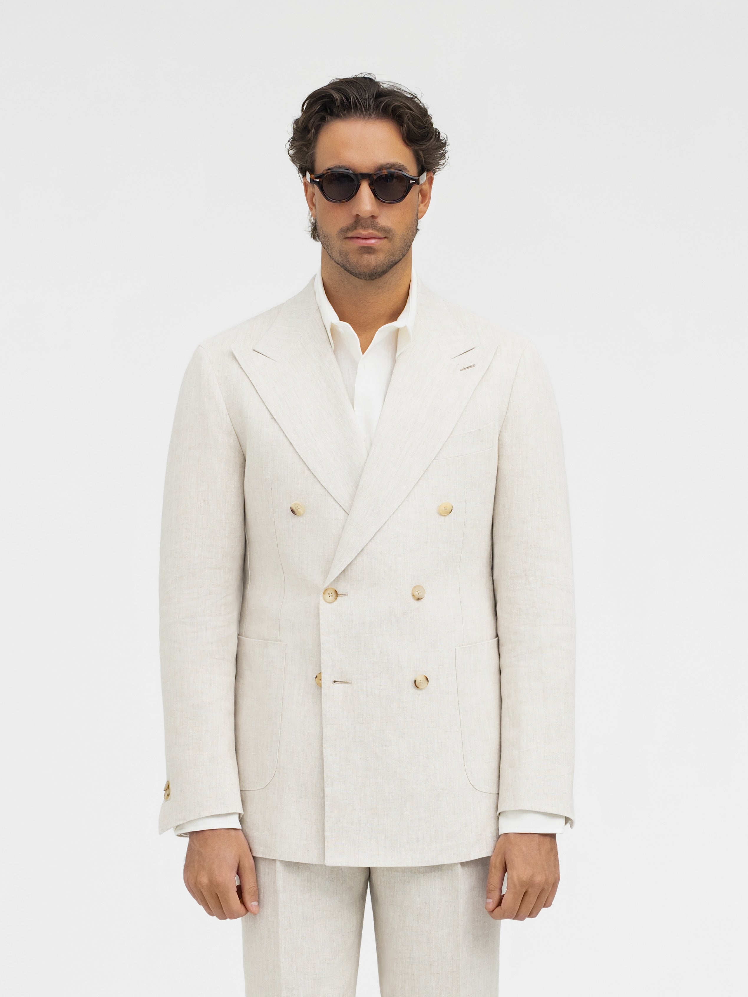 Beige Linen Suit (DB) - Grand Le Mar