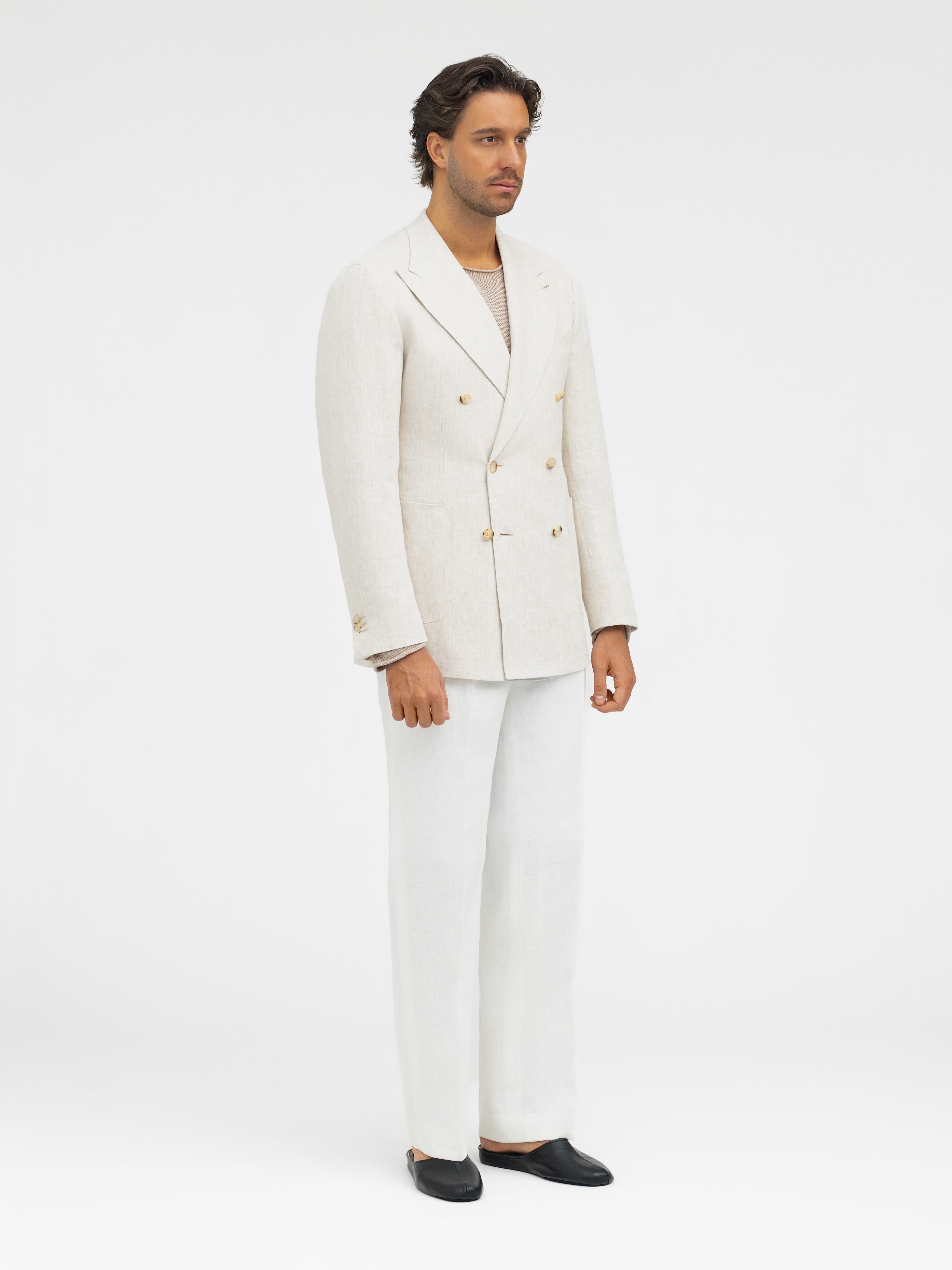 Beige Linen Jacket (DB) - Grand Le Mar