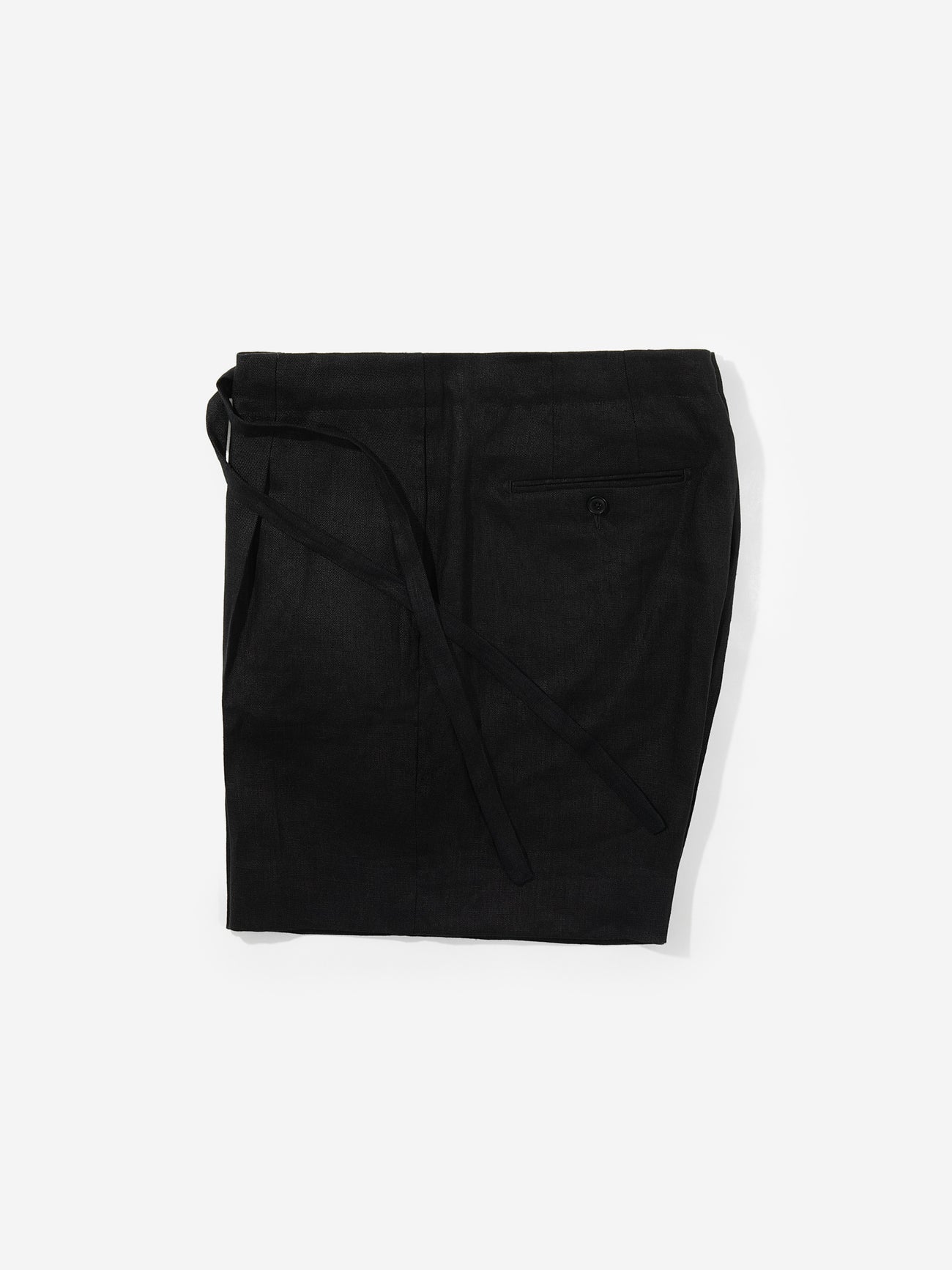 Black Linen Drawstring Shorts (Wide Fit) - Grand Le Mar