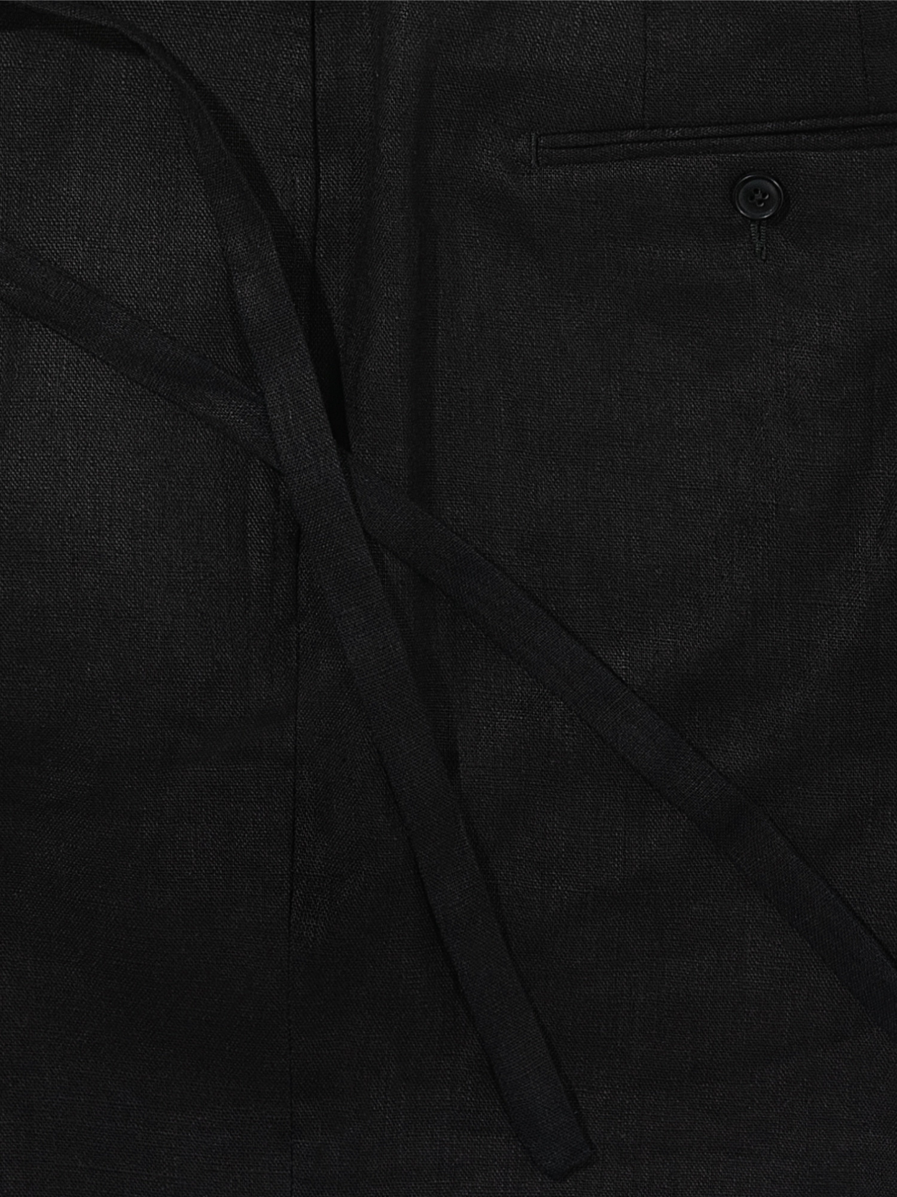 Black Linen Drawstring Shorts (Wide Fit) - Grand Le Mar