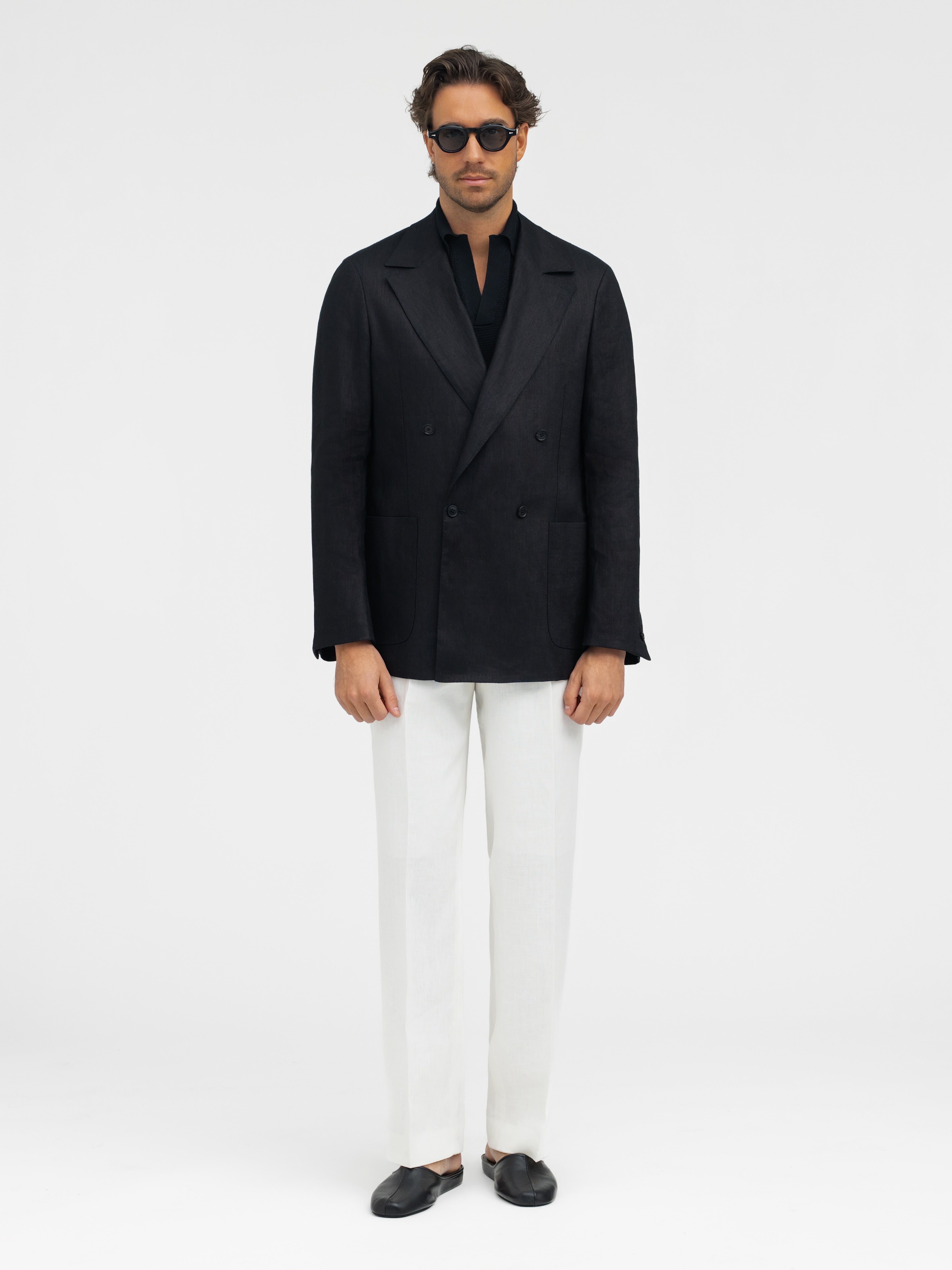 Black Linen Jacket (Casual Fit) - Grand Le Mar