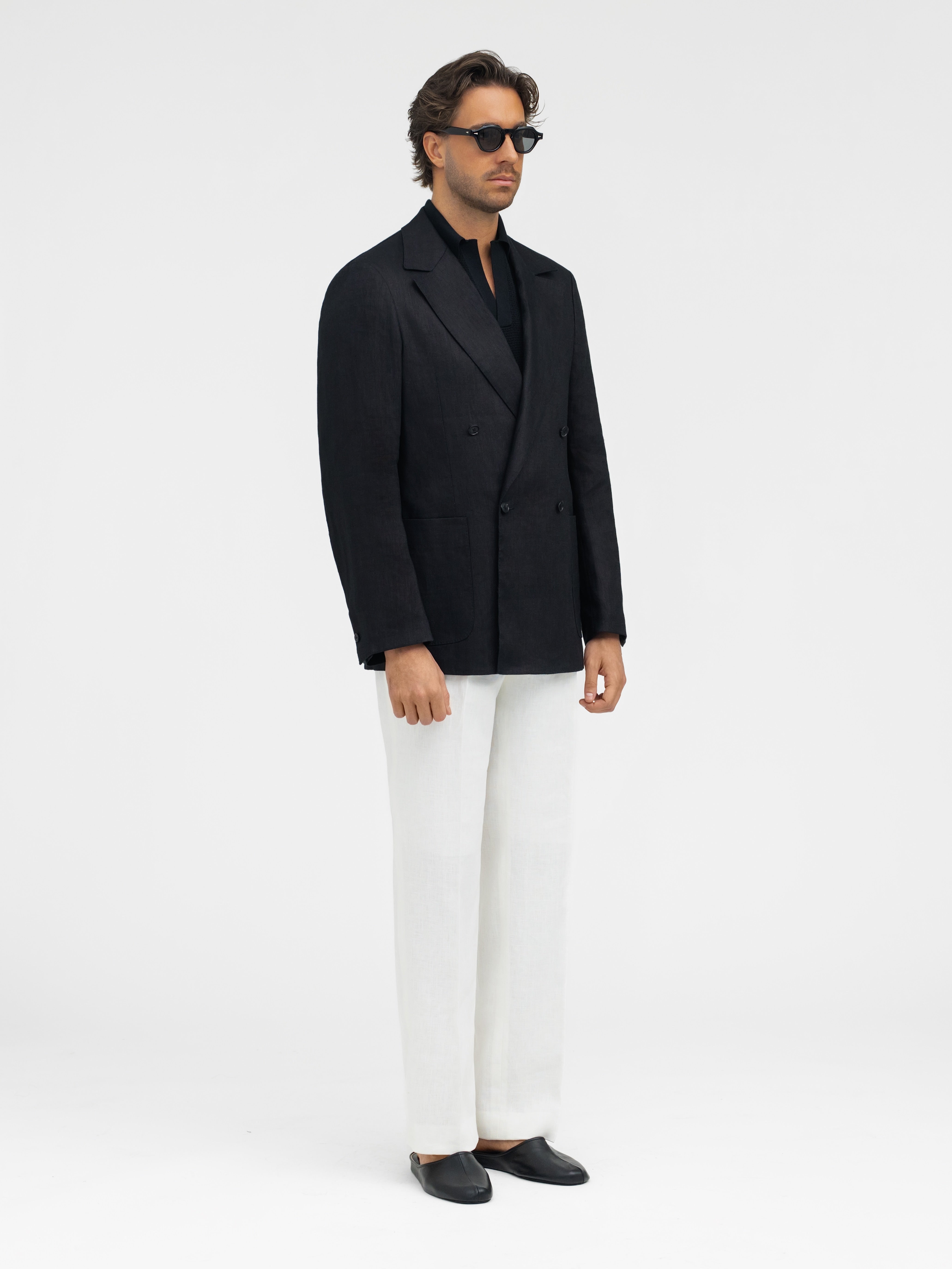 Black Linen Jacket (Casual Fit) - Grand Le Mar