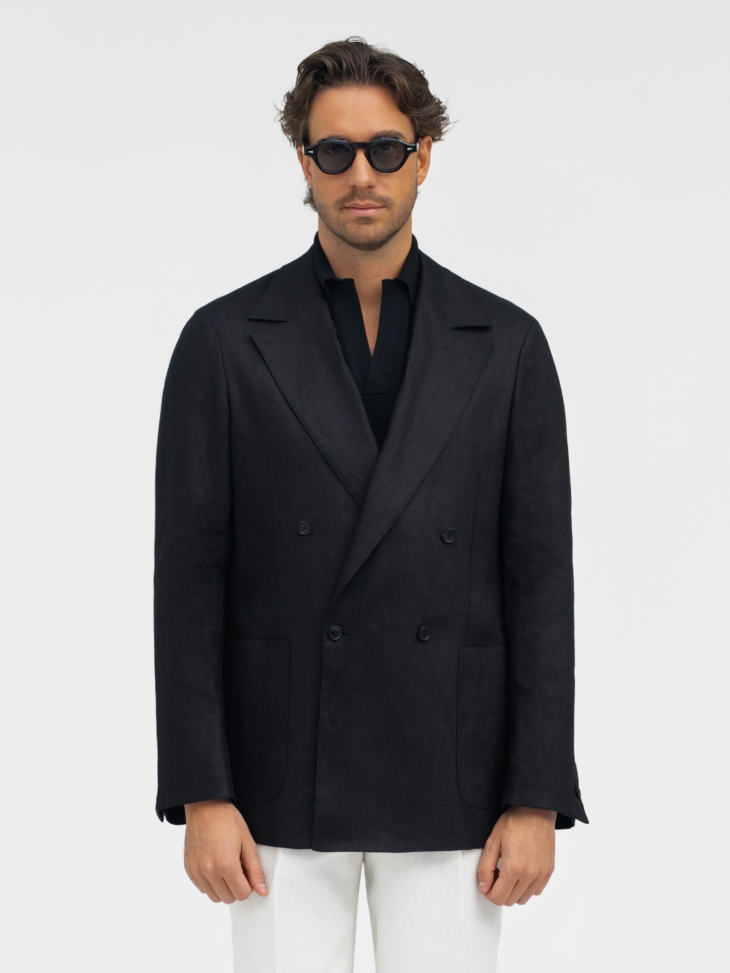 Black Linen Jacket (Casual Fit) - Grand Le Mar