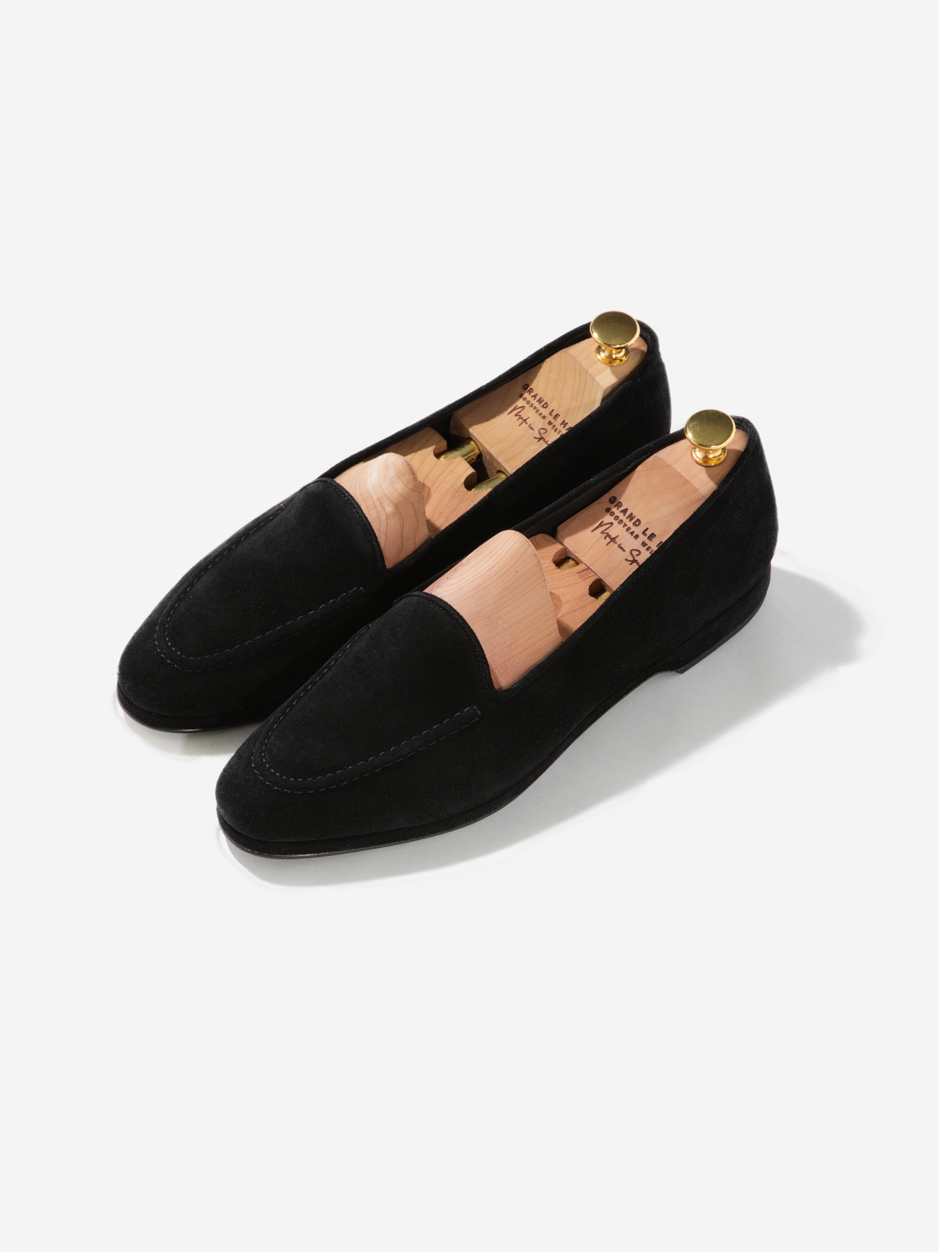 Black Suede Belgian Loafers - Grand Le Mar