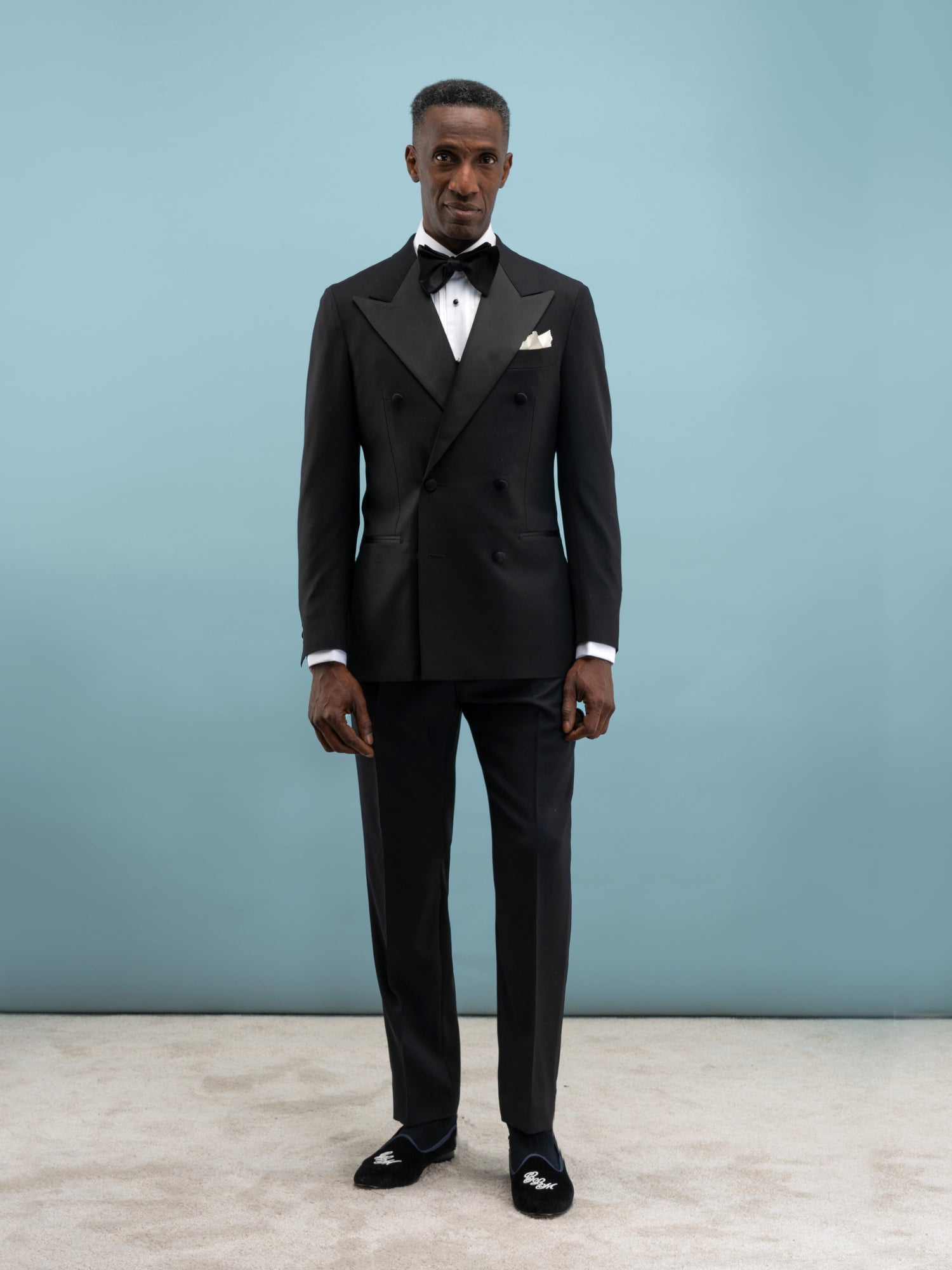 Black Wool S130 Tuxedo DB Suit - Grand Le Mar