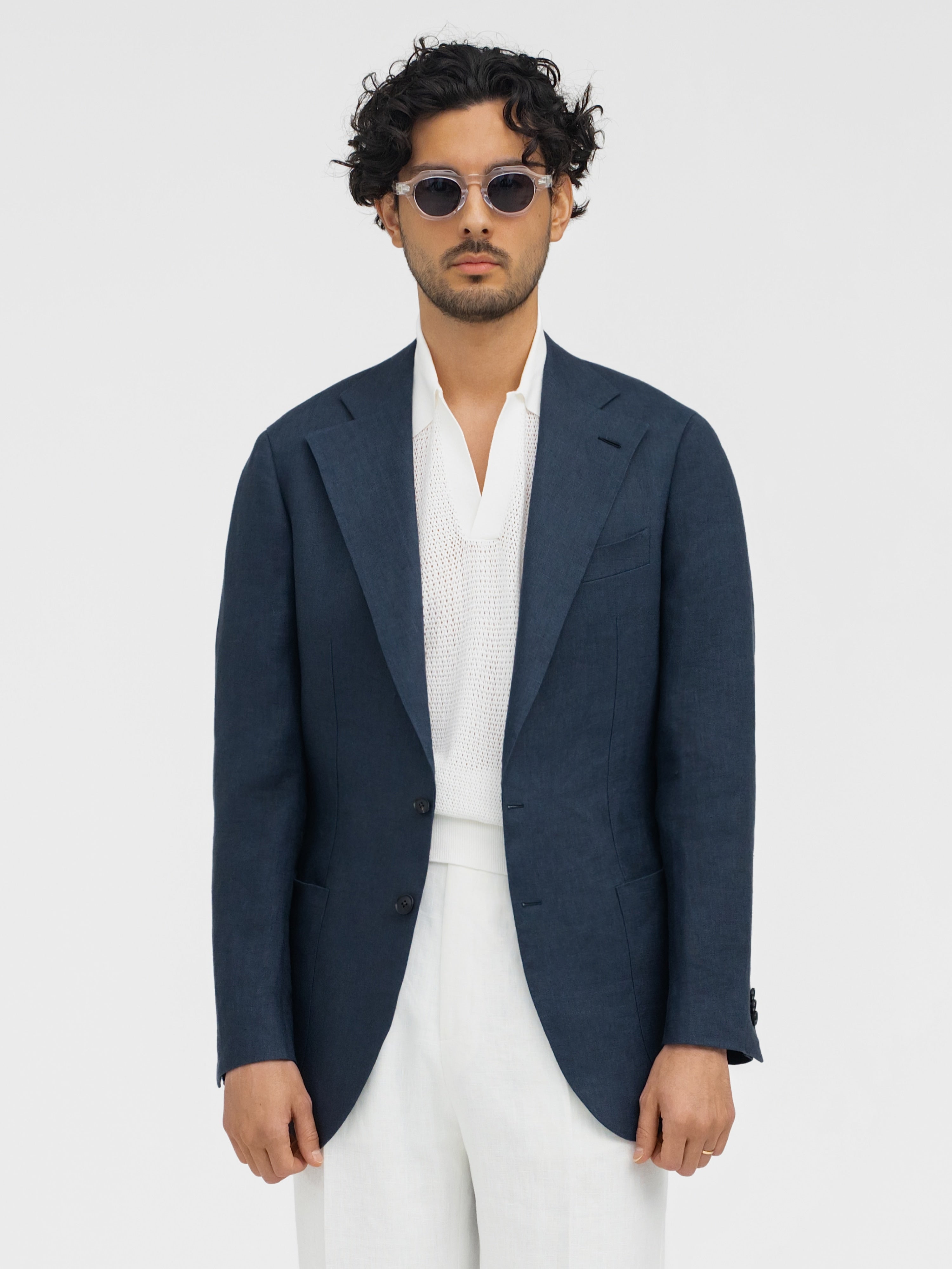 Navy Linen Jacket (SB) - Grand Le Mar