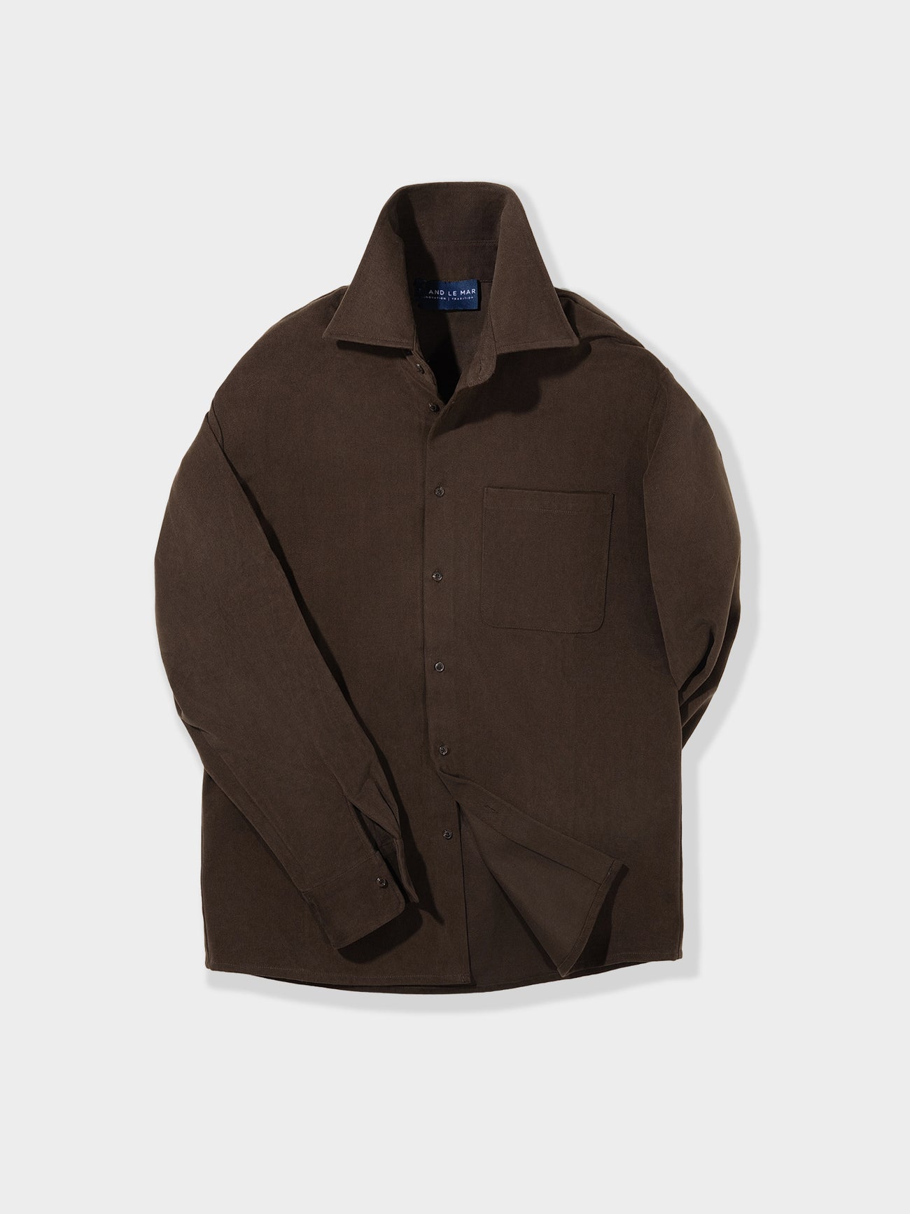 Brown Brushed Cotton Shirt - Grand Le Mar