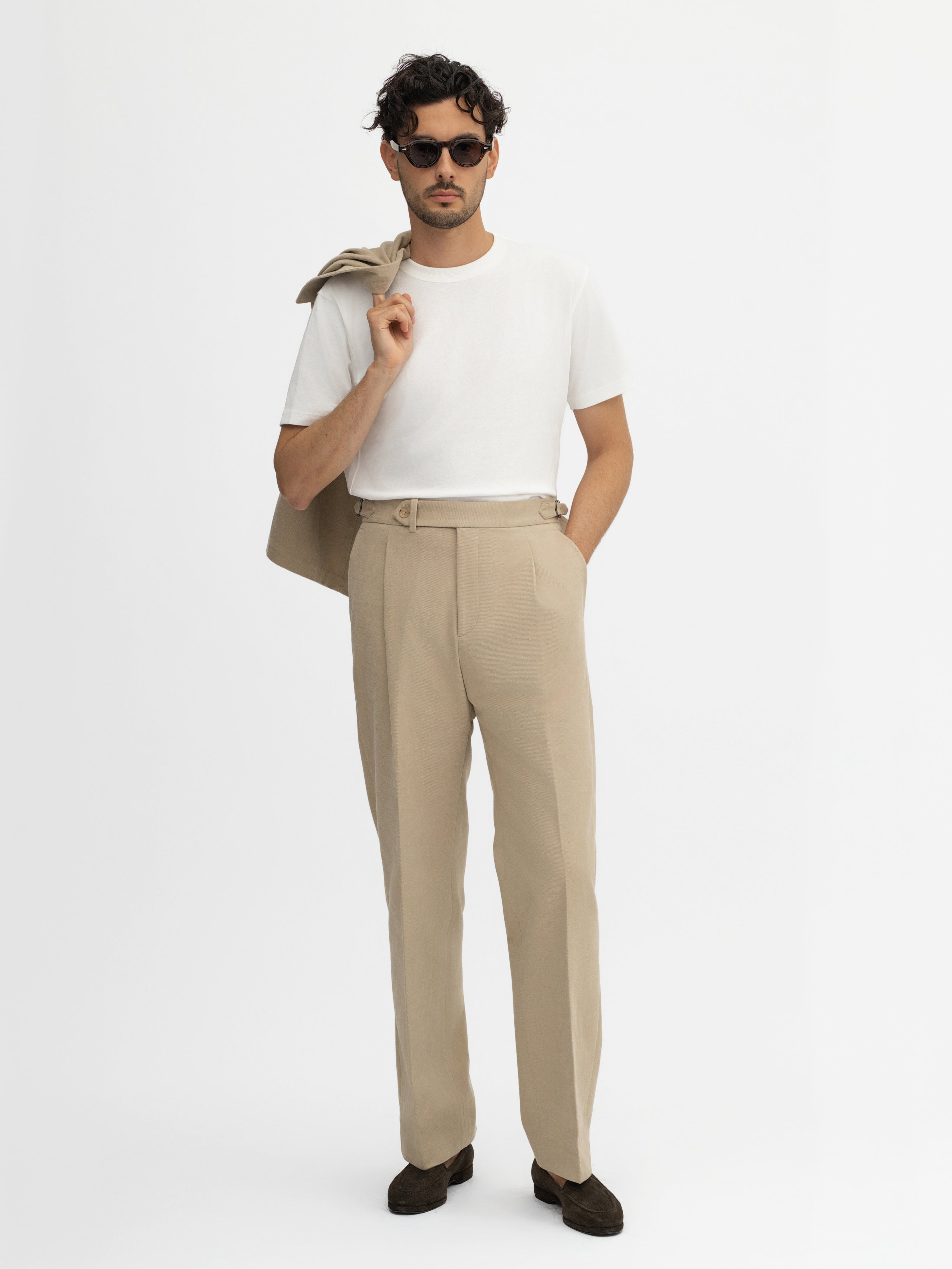 Brown Cotton Trousers (Wide Fit) - Grand Le Mar