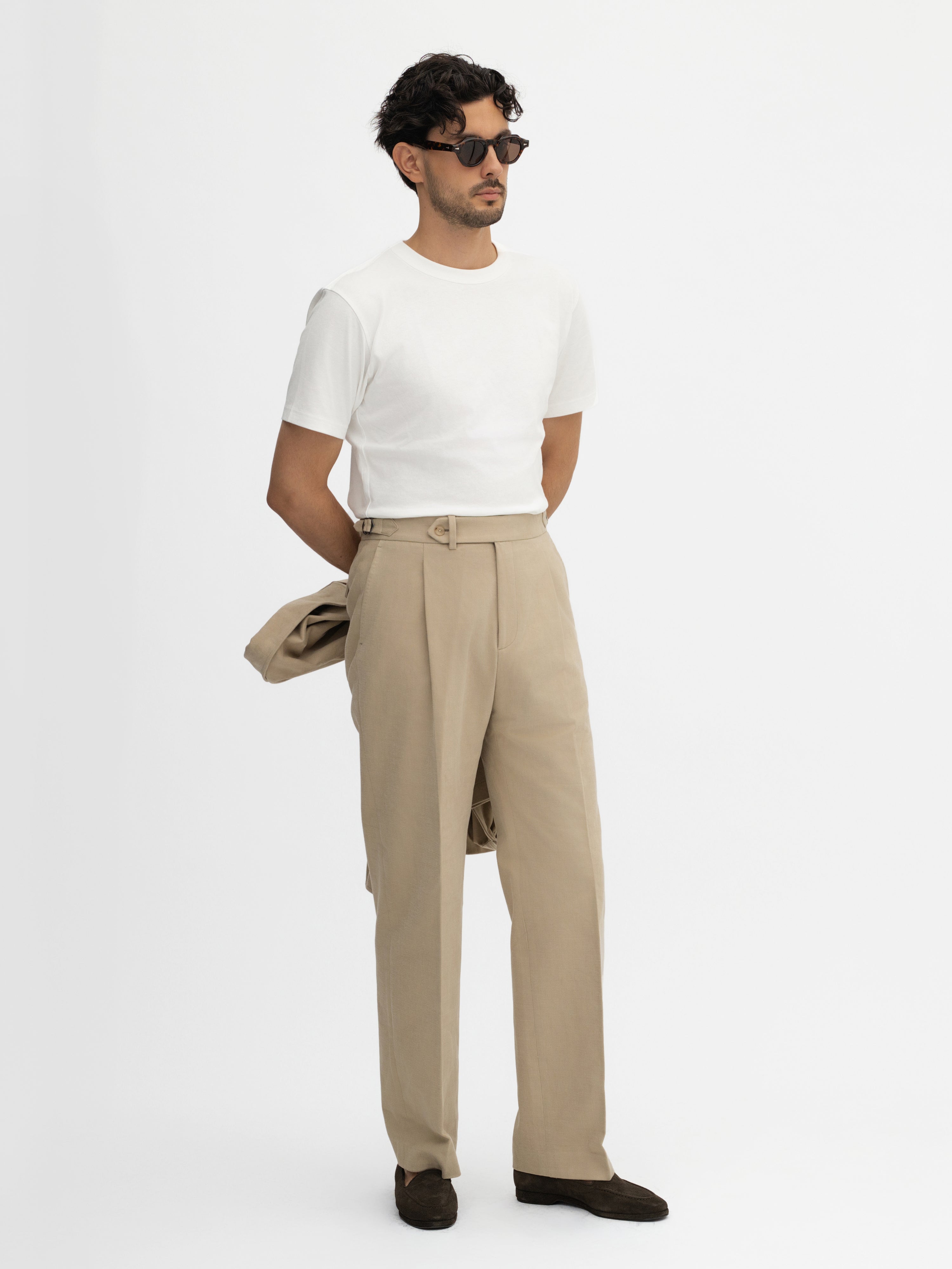 Brown Cotton Trousers (Wide Fit) - Grand Le Mar
