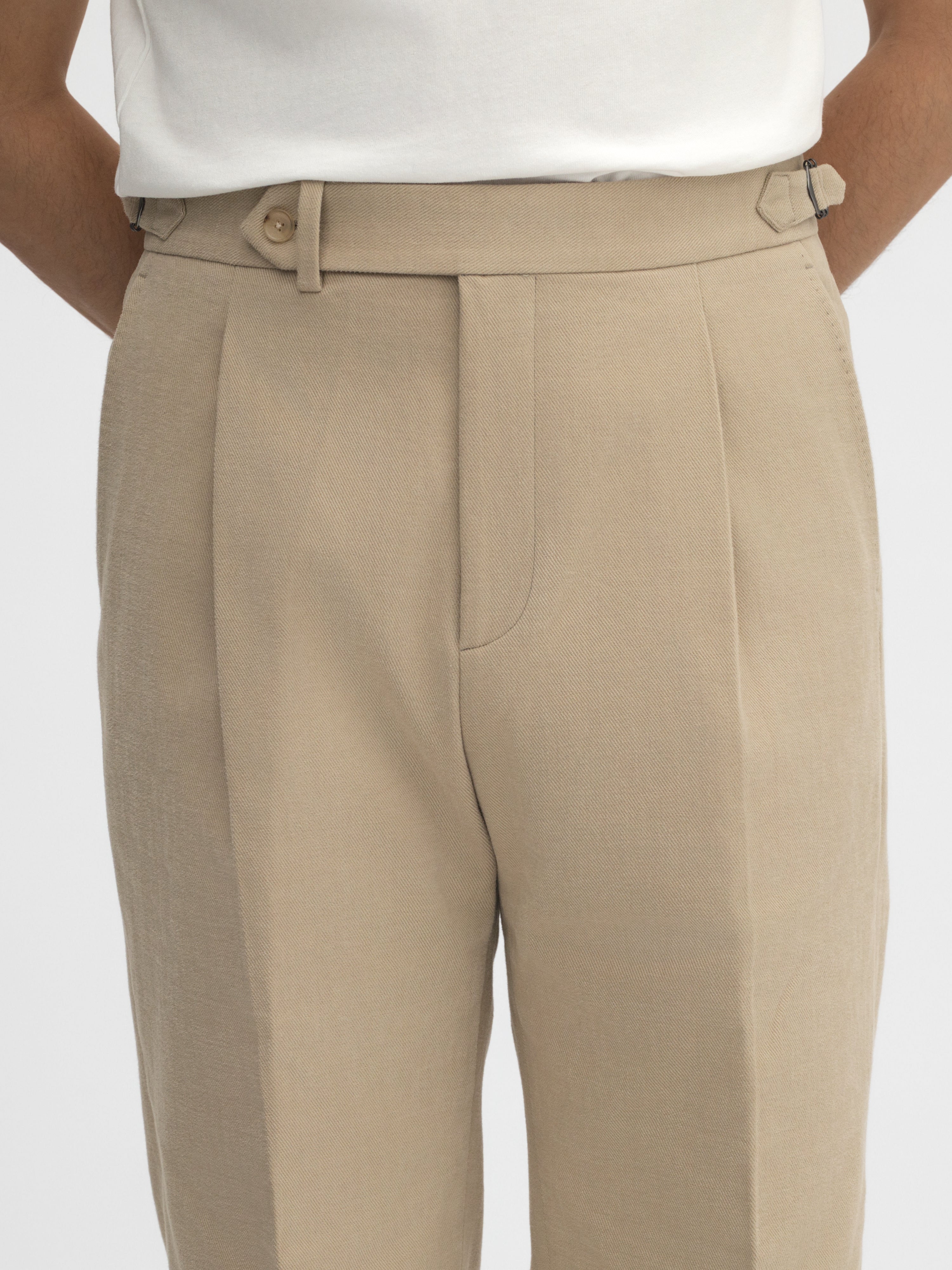 Brown Cotton Trousers (Wide Fit) - Grand Le Mar